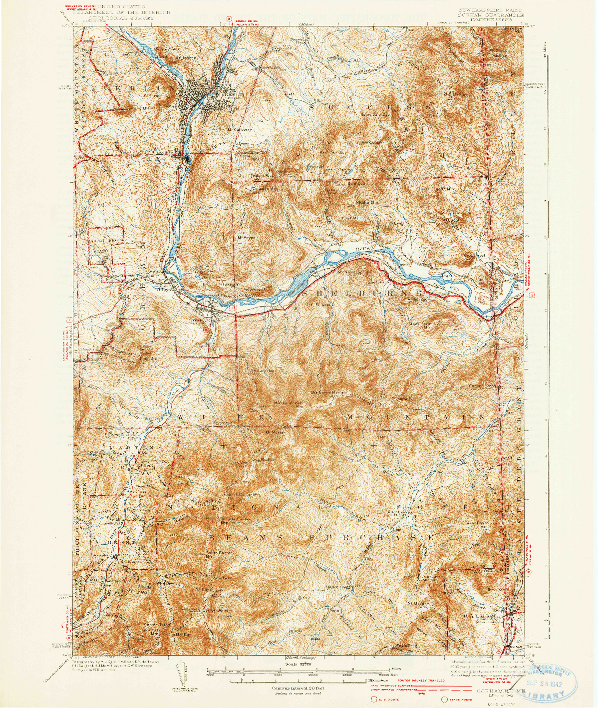 USGS 1:62500-SCALE QUADRANGLE FOR GORHAM, NH 1942