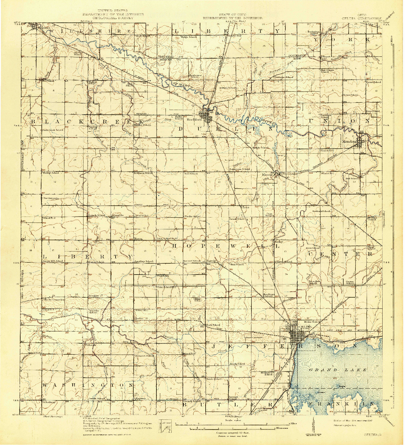 USGS 1:62500-SCALE QUADRANGLE FOR CELINA, OH 1914