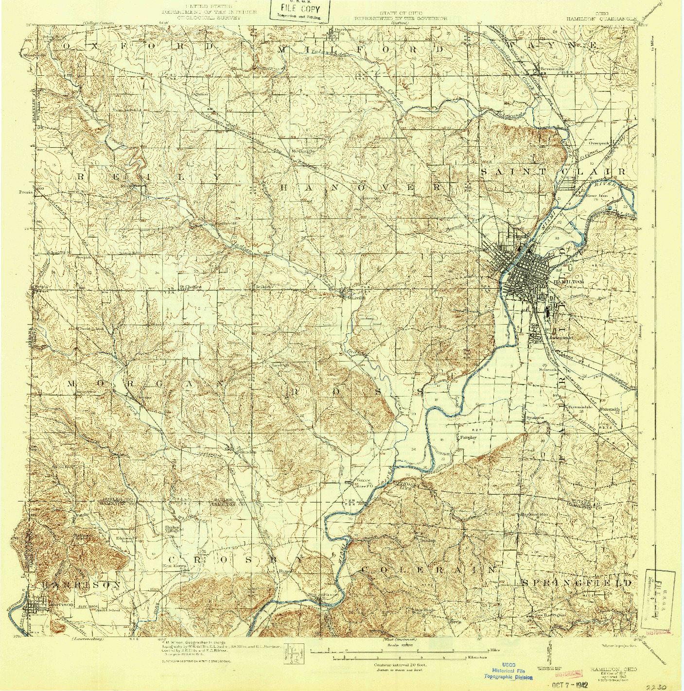 USGS 1:62500-SCALE QUADRANGLE FOR HAMILTON, OH 1917