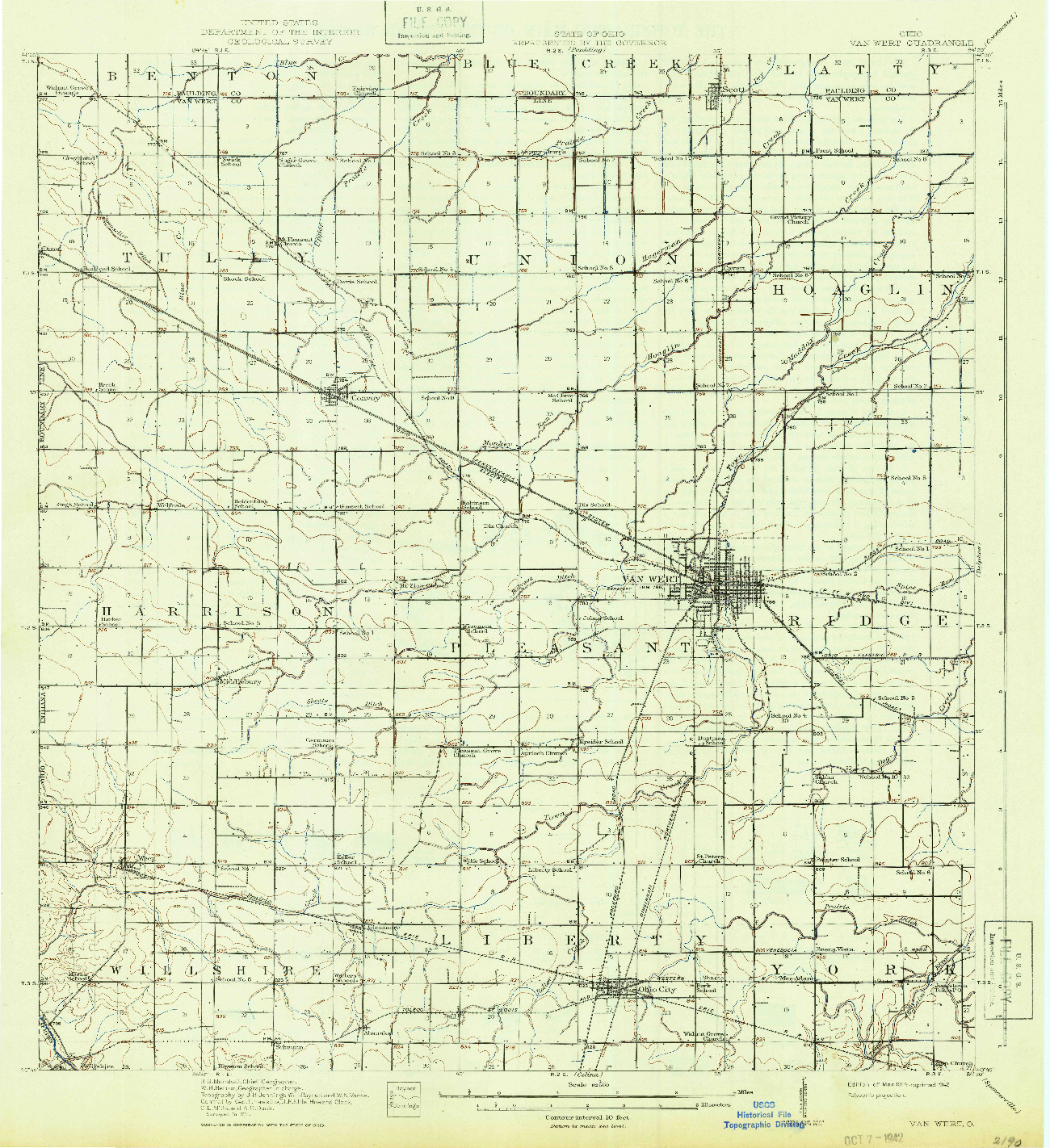 USGS 1:62500-SCALE QUADRANGLE FOR VAN WERT, OH 1914