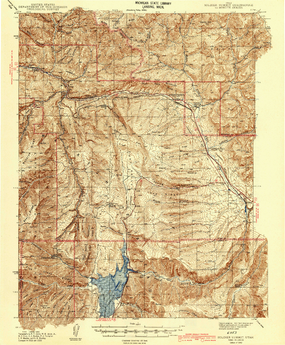 USGS 1:62500-SCALE QUADRANGLE FOR SOLDIER SUMMIT, UT 1942