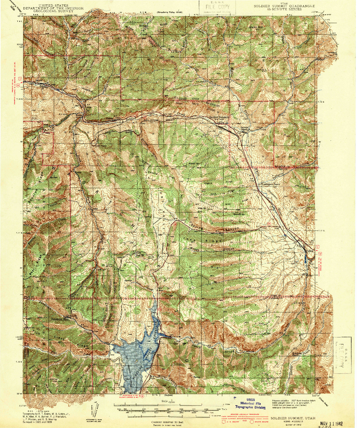 USGS 1:62500-SCALE QUADRANGLE FOR SOLDIER SUMMIT, UT 1942