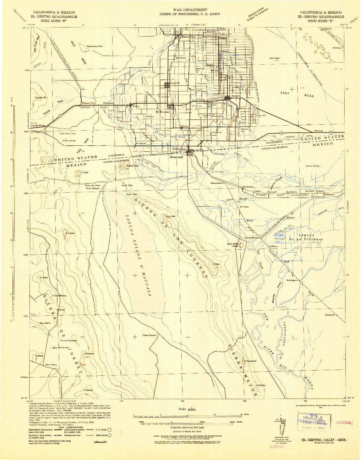 USGS 1:250000-SCALE QUADRANGLE FOR EL CENTRO, CA 1942