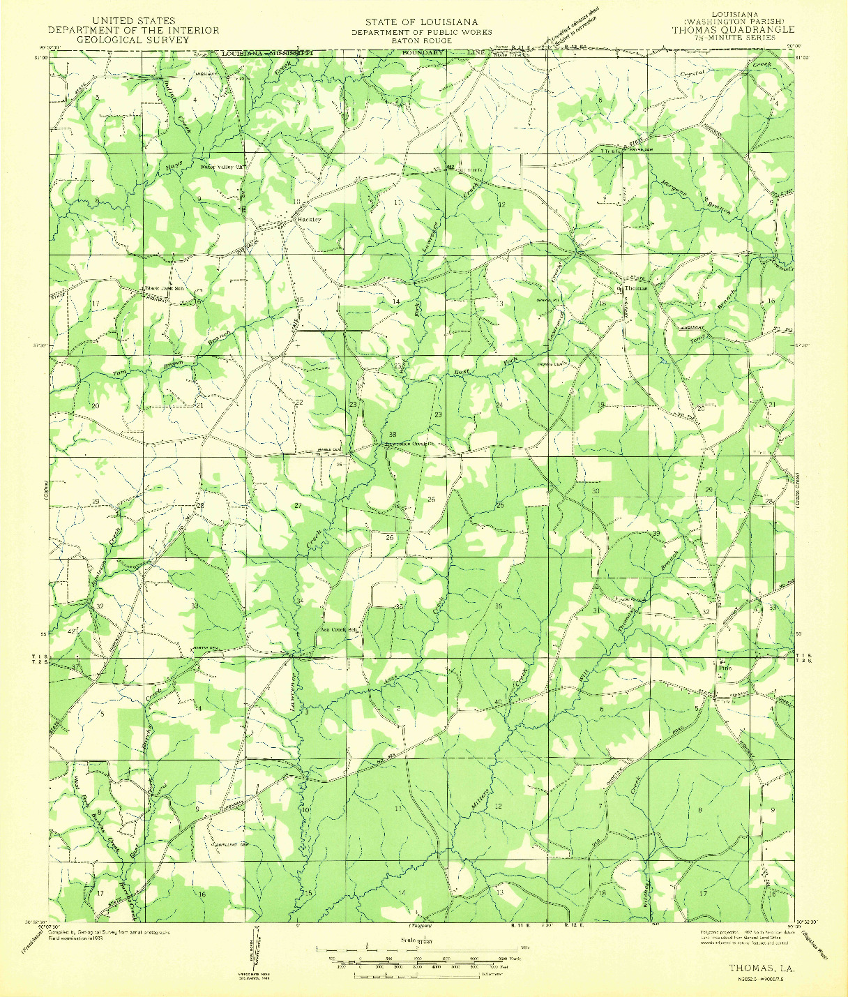 USGS 1:31680-SCALE QUADRANGLE FOR THOMAS, LA 1942