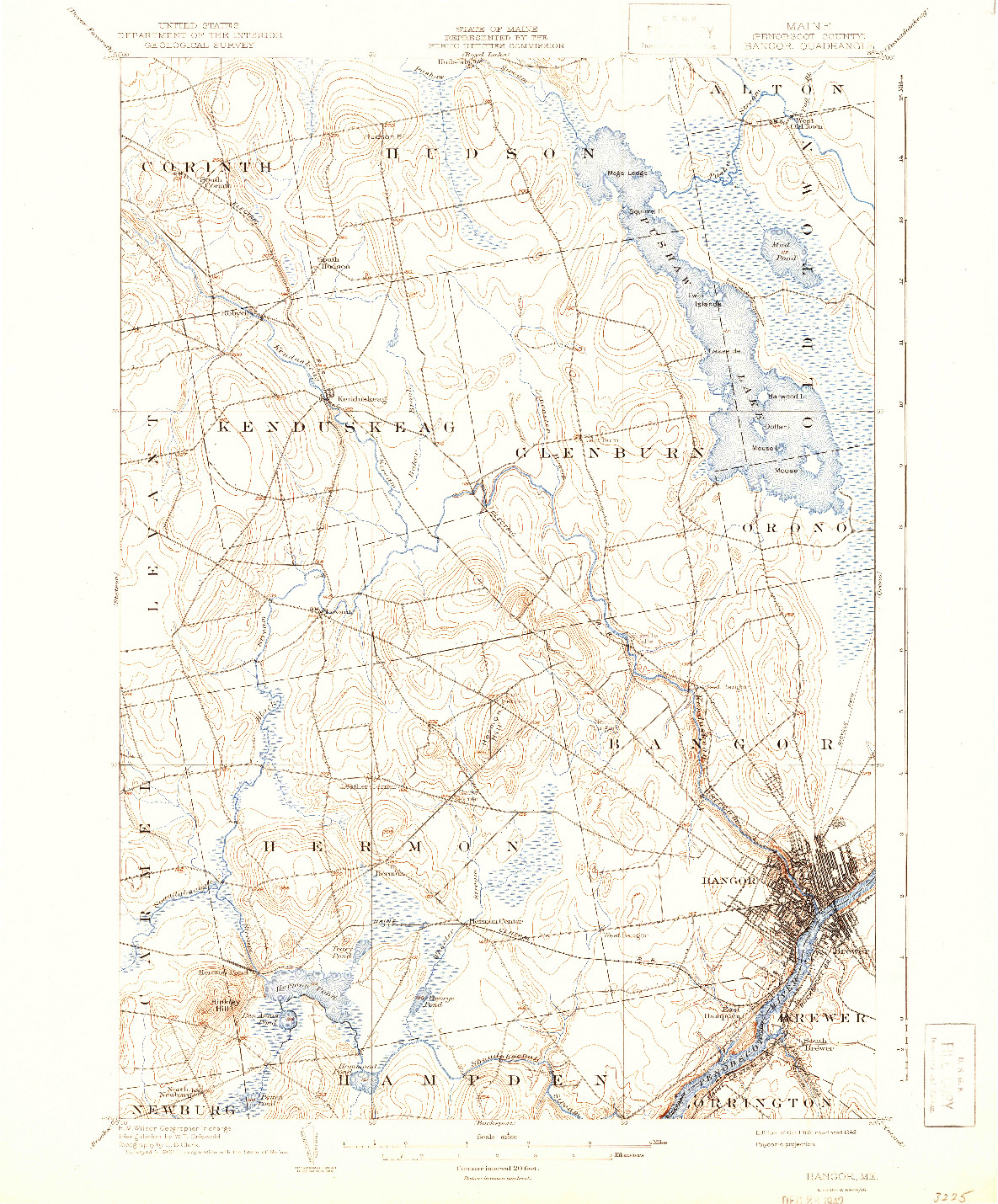 USGS 1:62500-SCALE QUADRANGLE FOR BANGOR, ME 1902