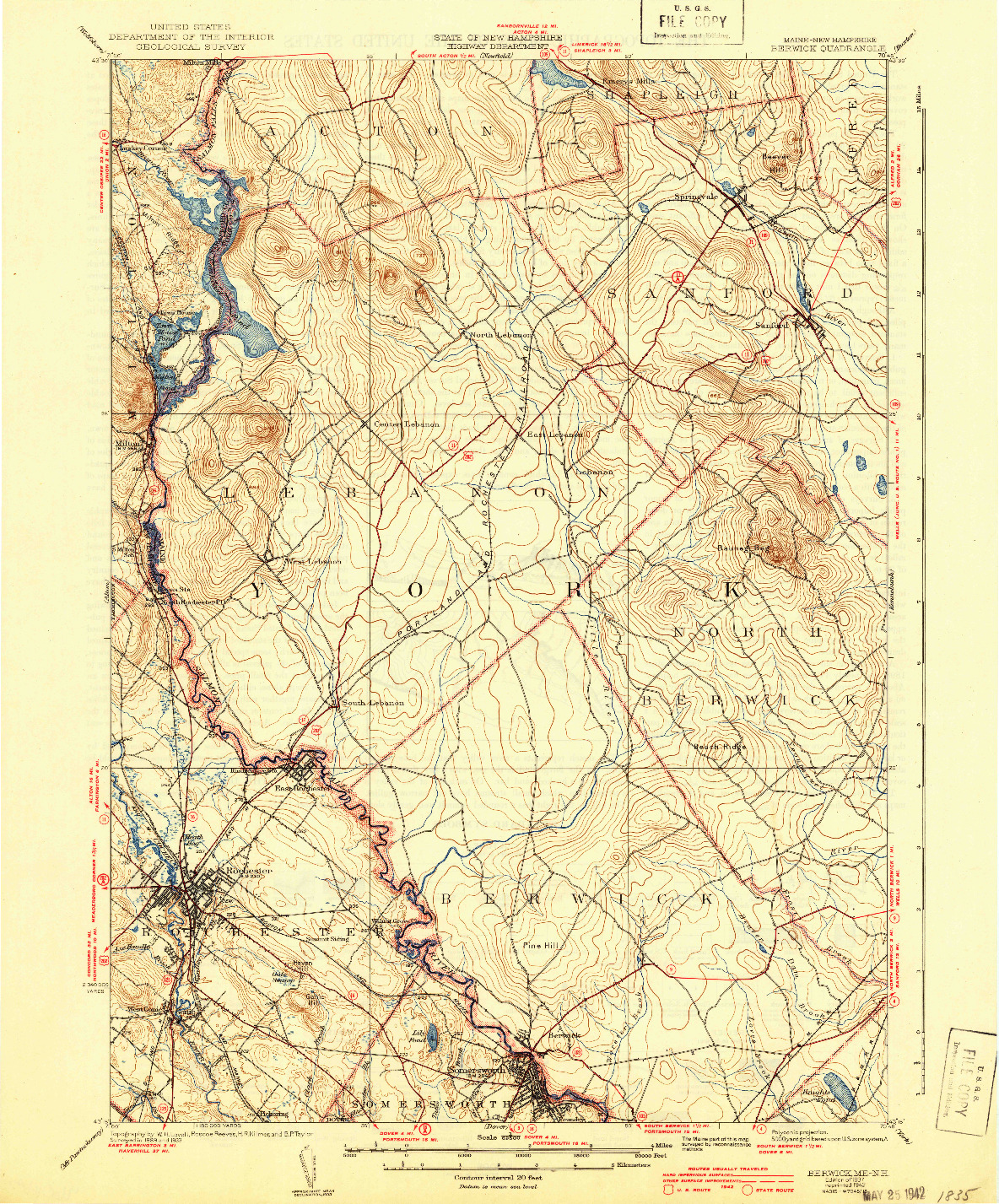 USGS 1:62500-SCALE QUADRANGLE FOR BERWICK, ME 1937