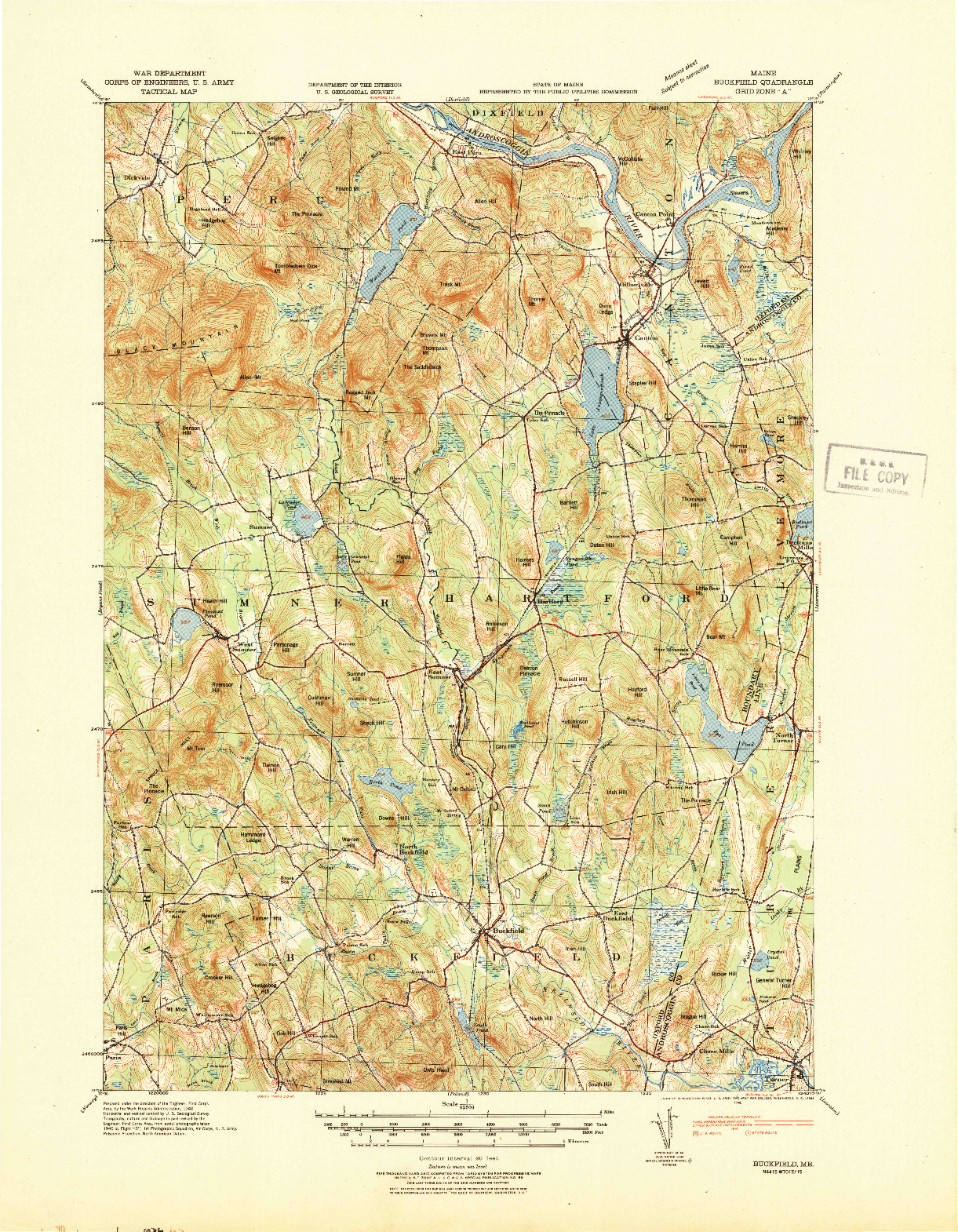 USGS 1:62500-SCALE QUADRANGLE FOR BUCKFIELD, ME 1942