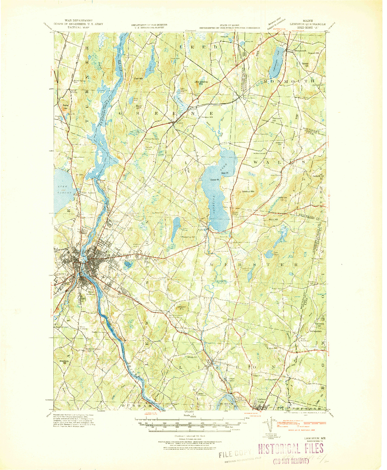 USGS 1:62500-SCALE QUADRANGLE FOR LEWISTON, ME 1942