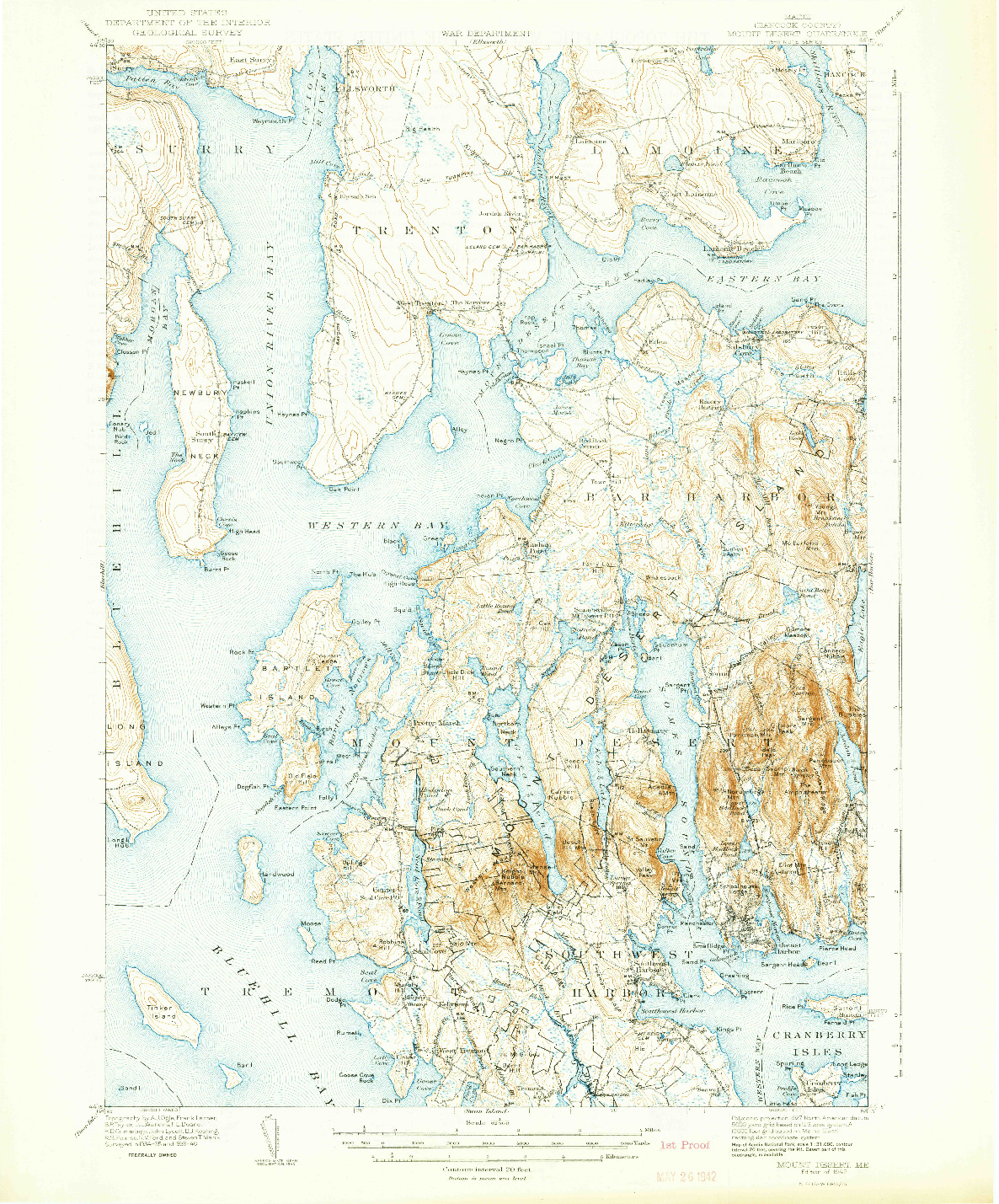 USGS 1:62500-SCALE QUADRANGLE FOR MOUNT DESERT, ME 1942