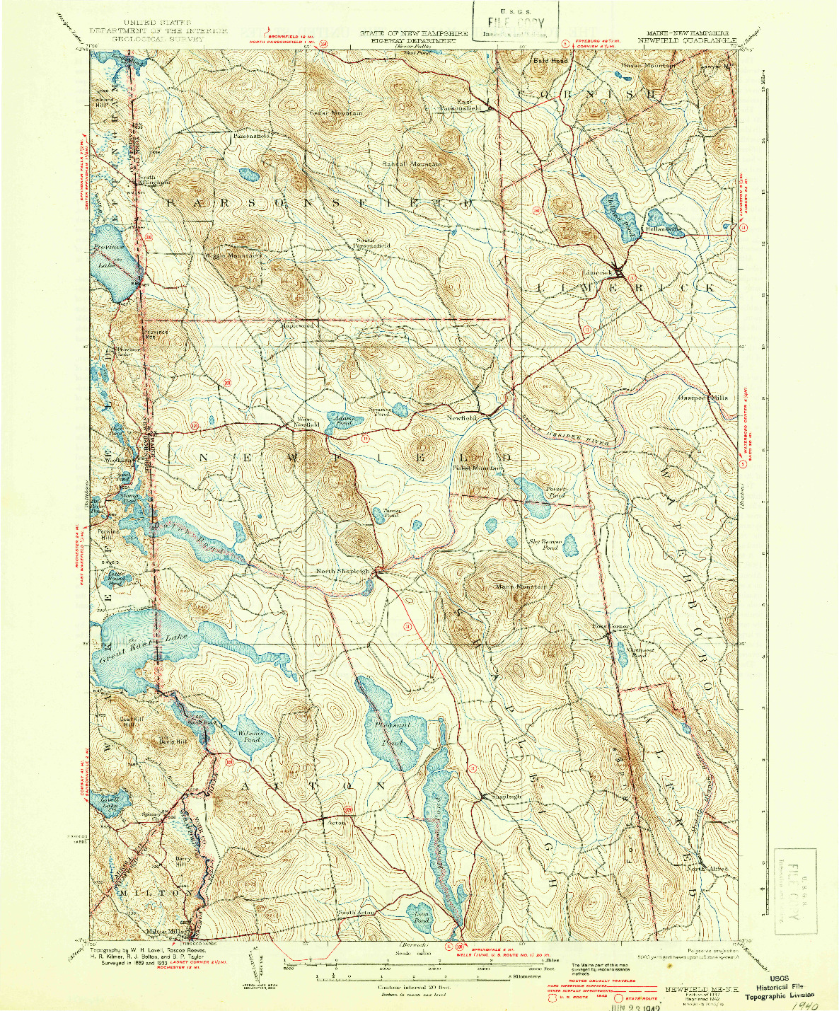 USGS 1:62500-SCALE QUADRANGLE FOR NEWFIELD, ME 1937