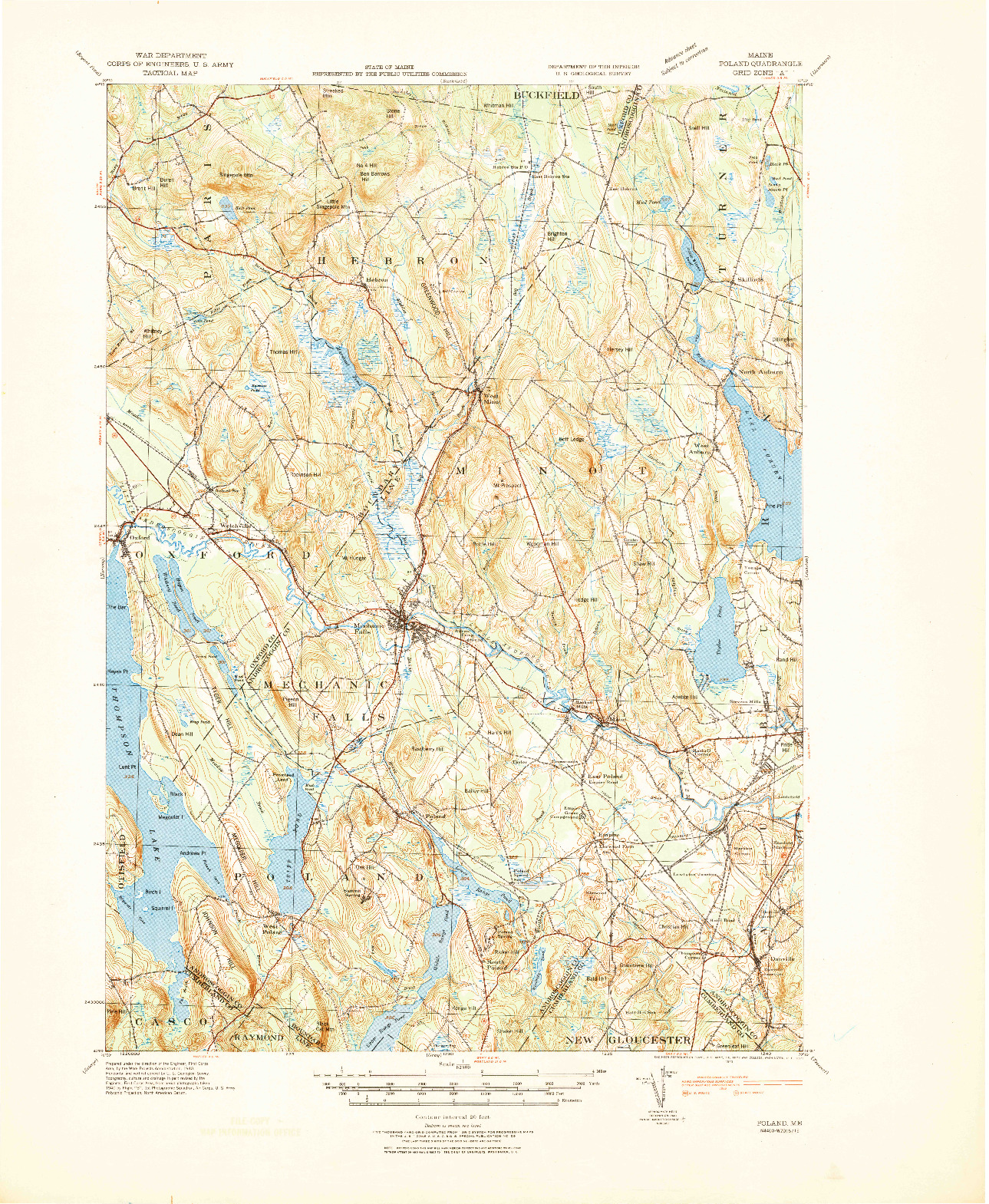 USGS 1:62500-SCALE QUADRANGLE FOR POLAND, ME 1942