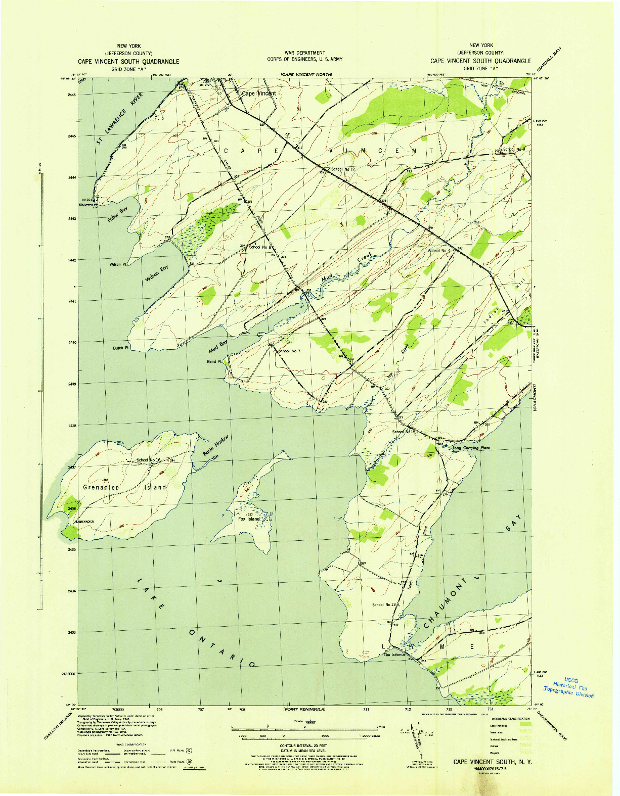 USGS 1:31680-SCALE QUADRANGLE FOR CAPE VINCENT SOUTH, NY 1942