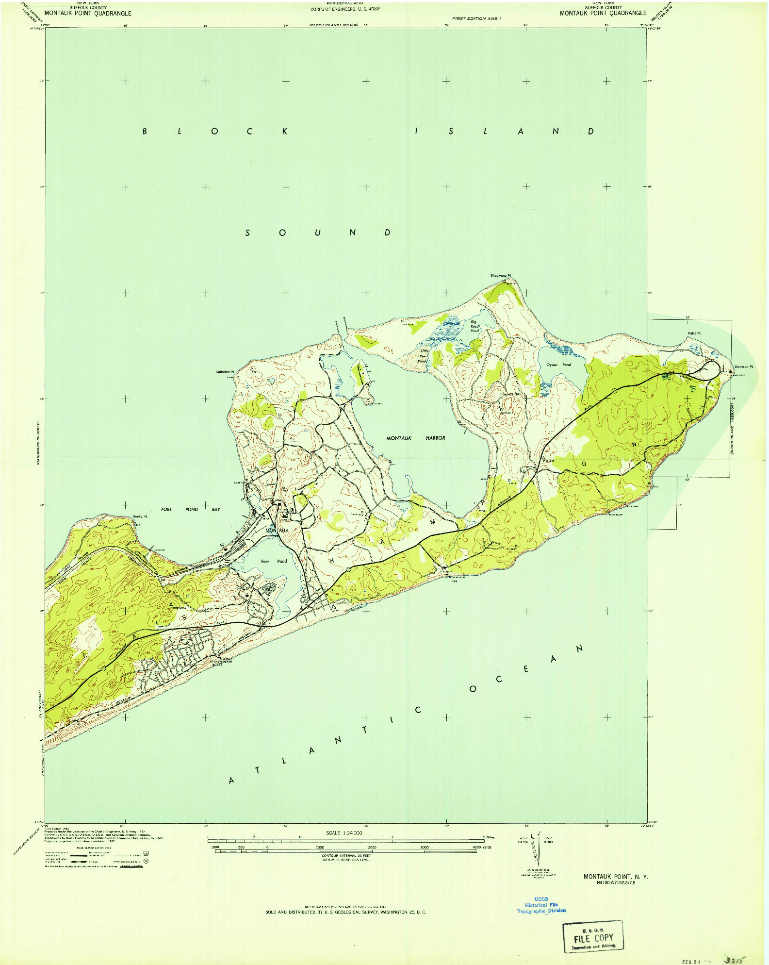 USGS 1:24000-SCALE QUADRANGLE FOR MONTAUK POINT, NY 1942