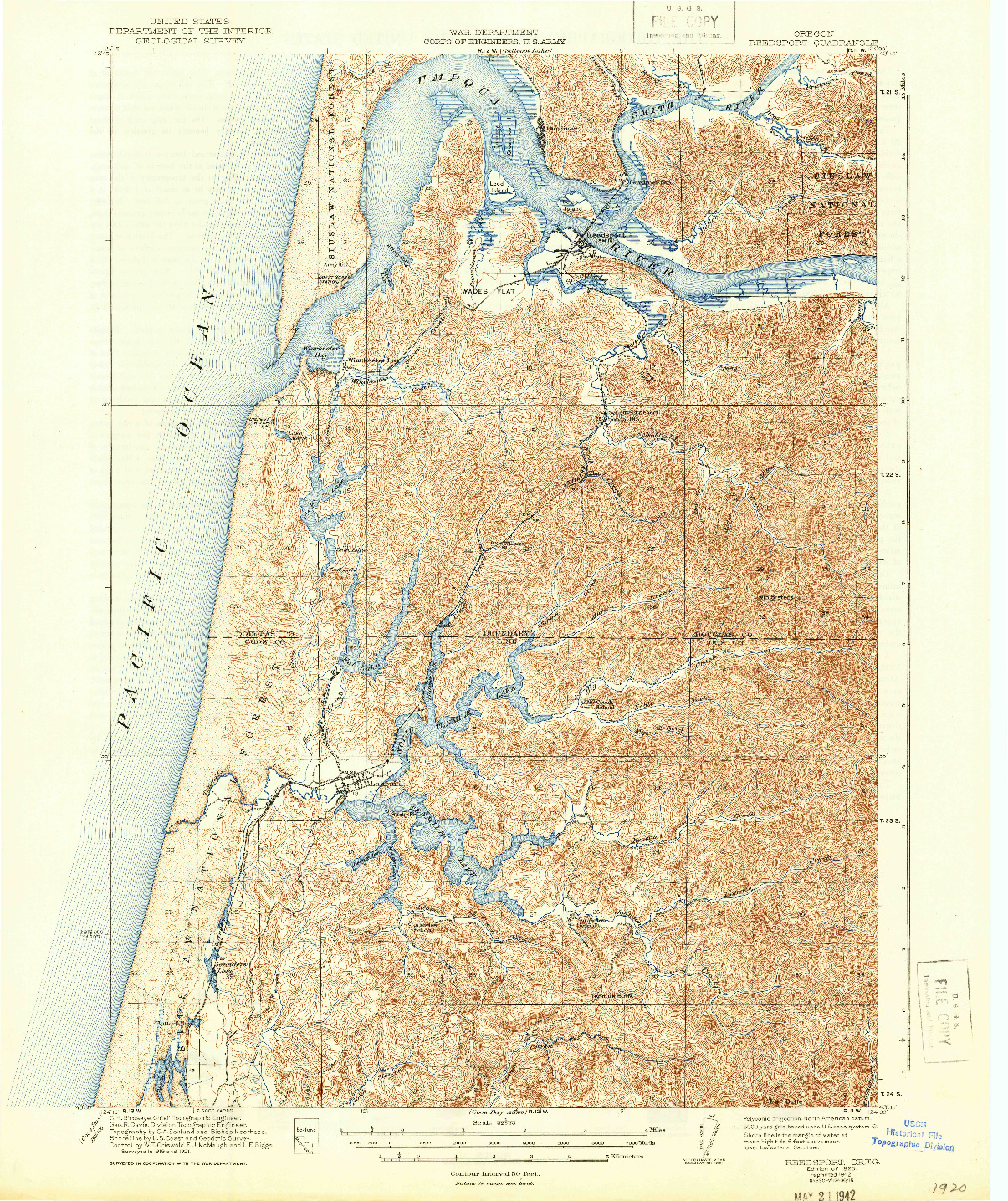 USGS 1:62500-SCALE QUADRANGLE FOR REEDSPORT, OR 1923