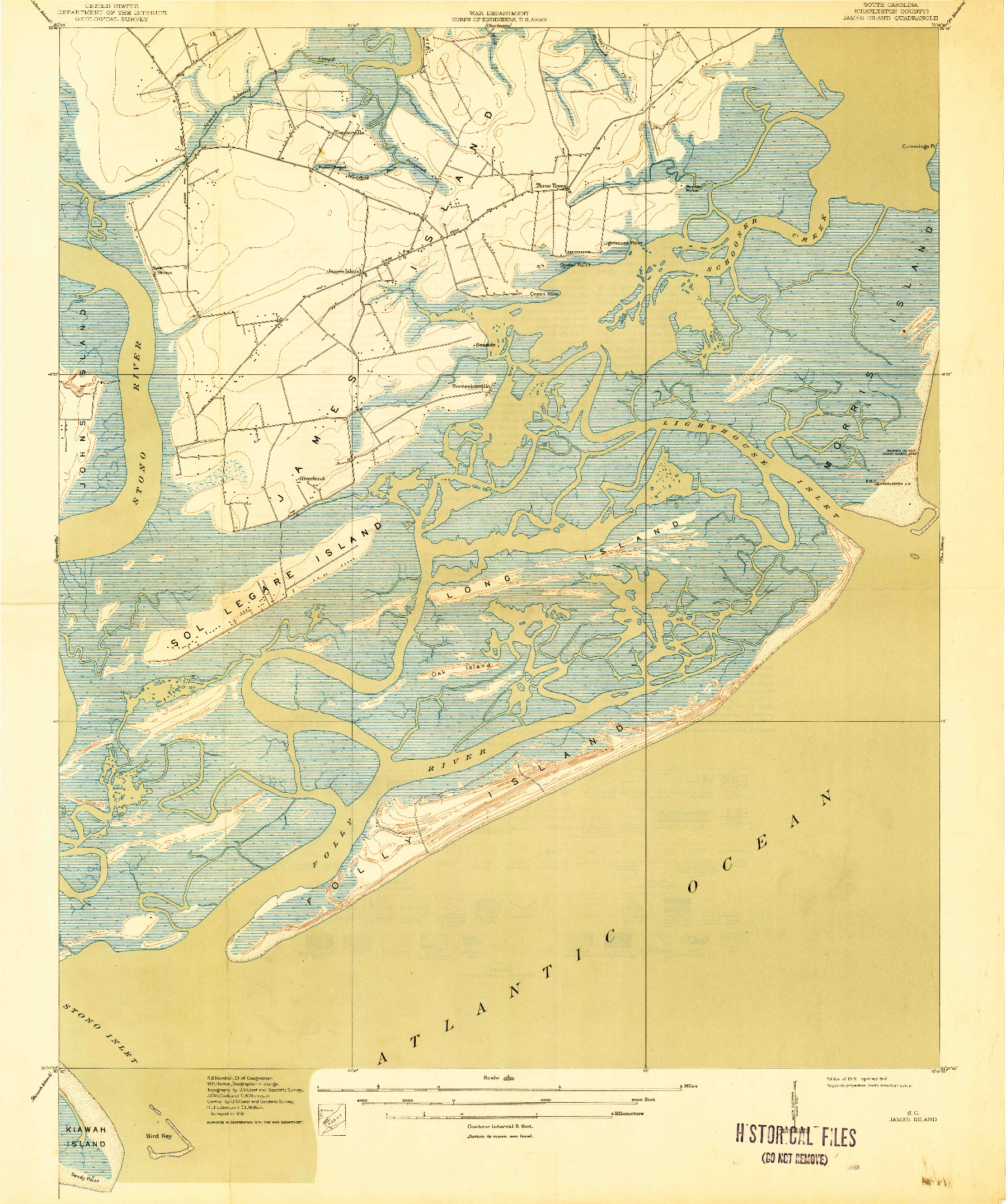 USGS 1:21120-SCALE QUADRANGLE FOR JAMES ISLAND, SC 1919