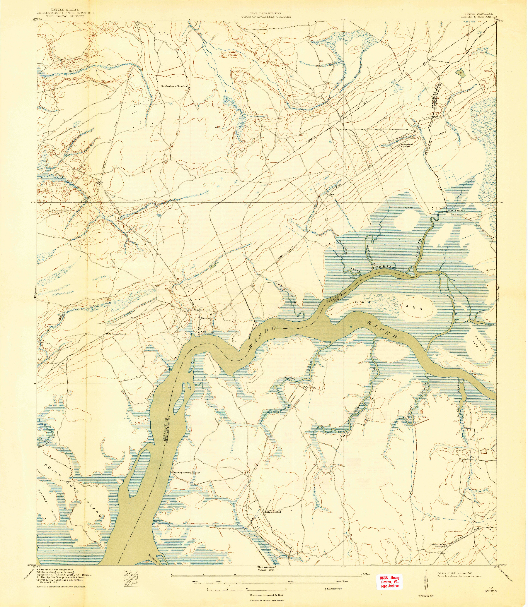 USGS 1:21120-SCALE QUADRANGLE FOR WANDO, SC 1919