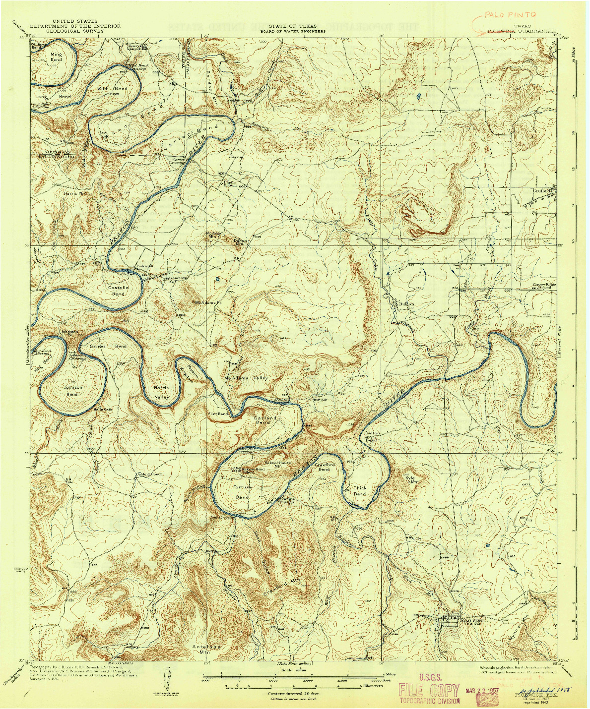 USGS 1:62500-SCALE QUADRANGLE FOR PICKWICK, TX 1927