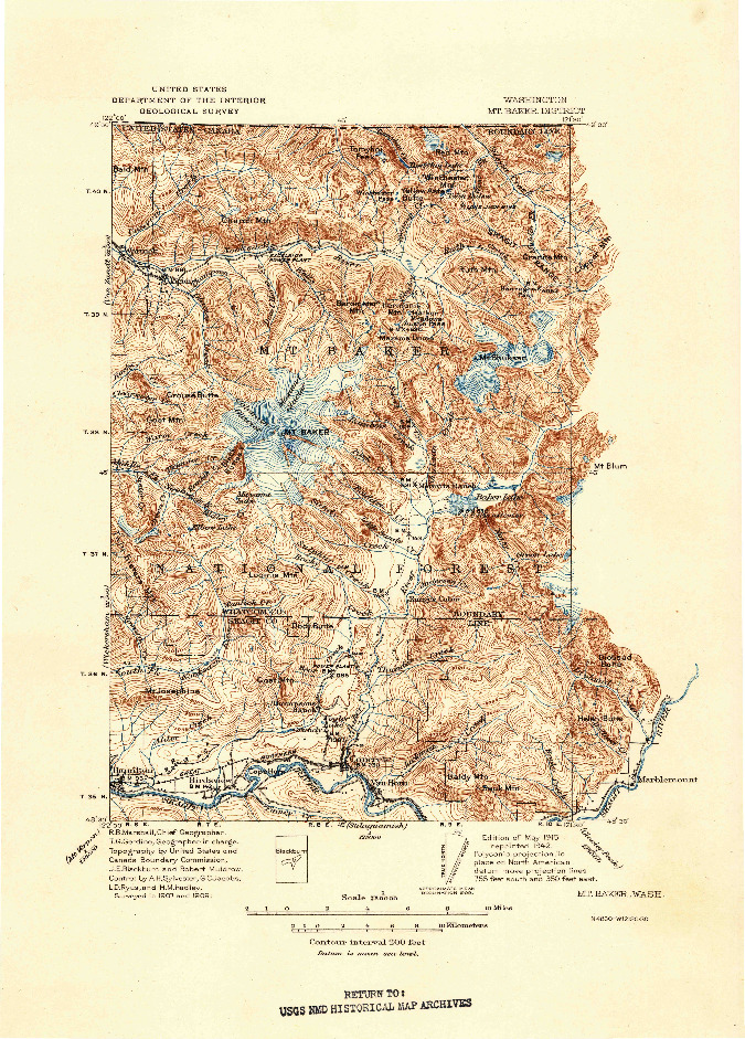 USGS 1:250000-SCALE QUADRANGLE FOR MT. BAKER, WA 1915