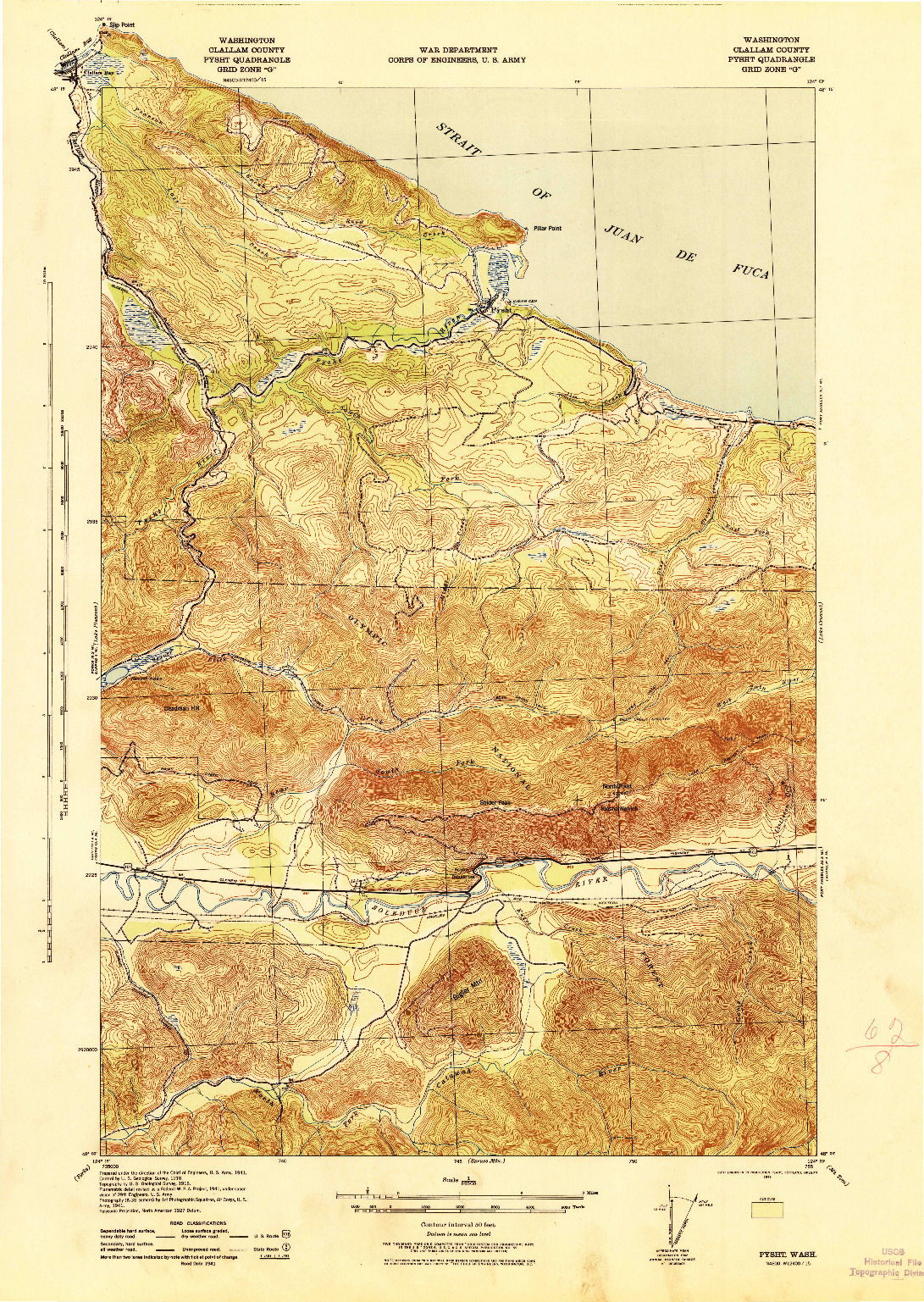 USGS 1:62500-SCALE QUADRANGLE FOR PYSHT, WA 1942