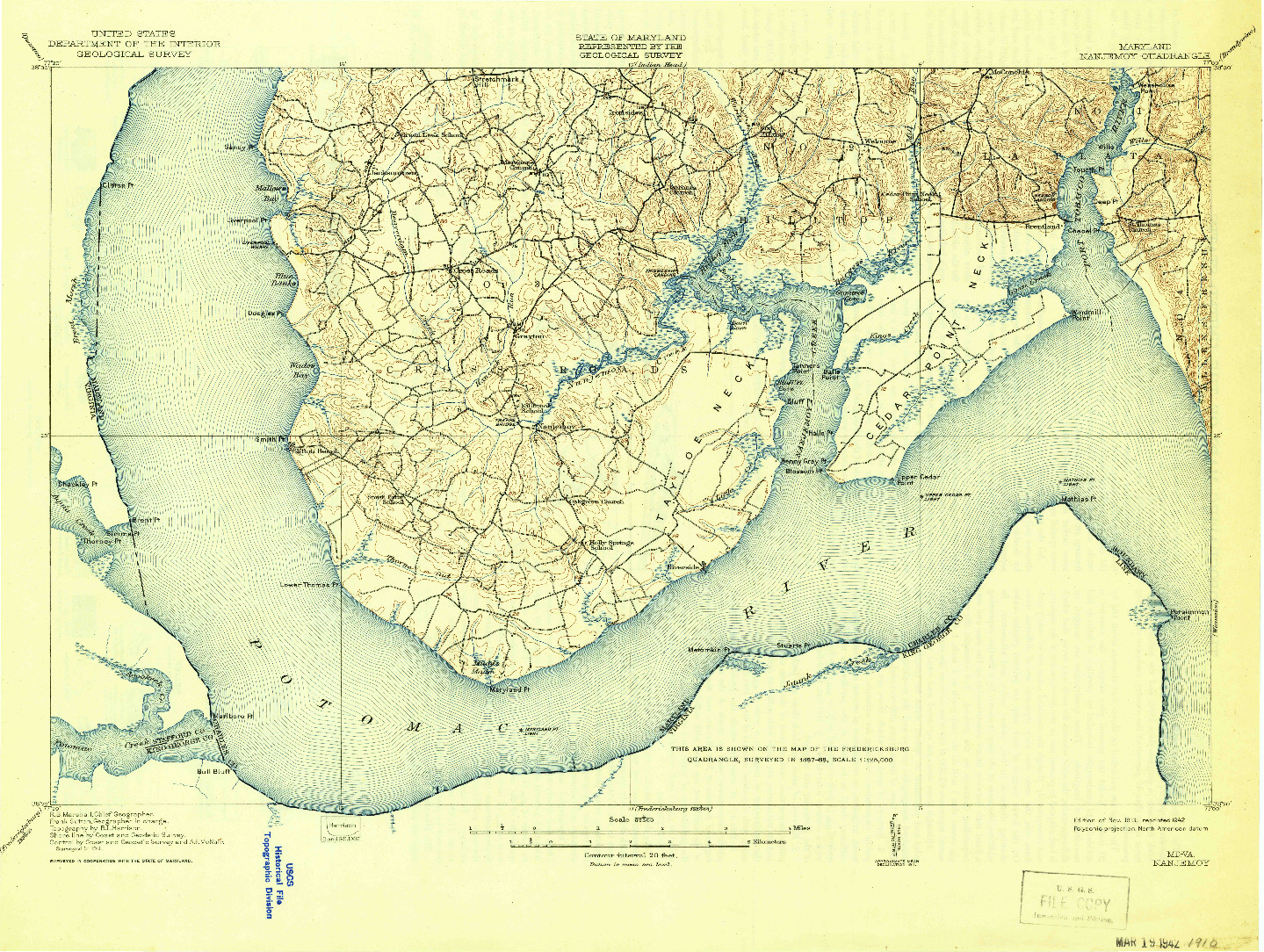 USGS 1:62500-SCALE QUADRANGLE FOR NANJEMOY, MD 1913