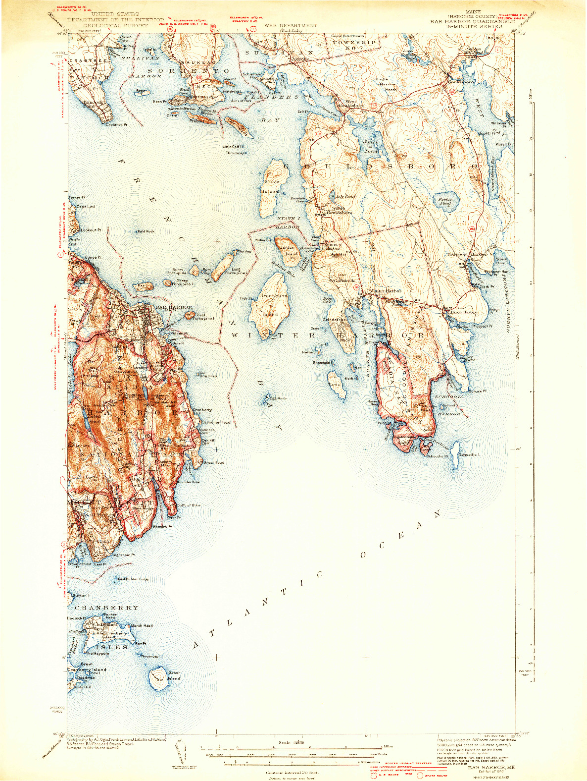 USGS 1:62500-SCALE QUADRANGLE FOR BAR HARBOR, ME 1942