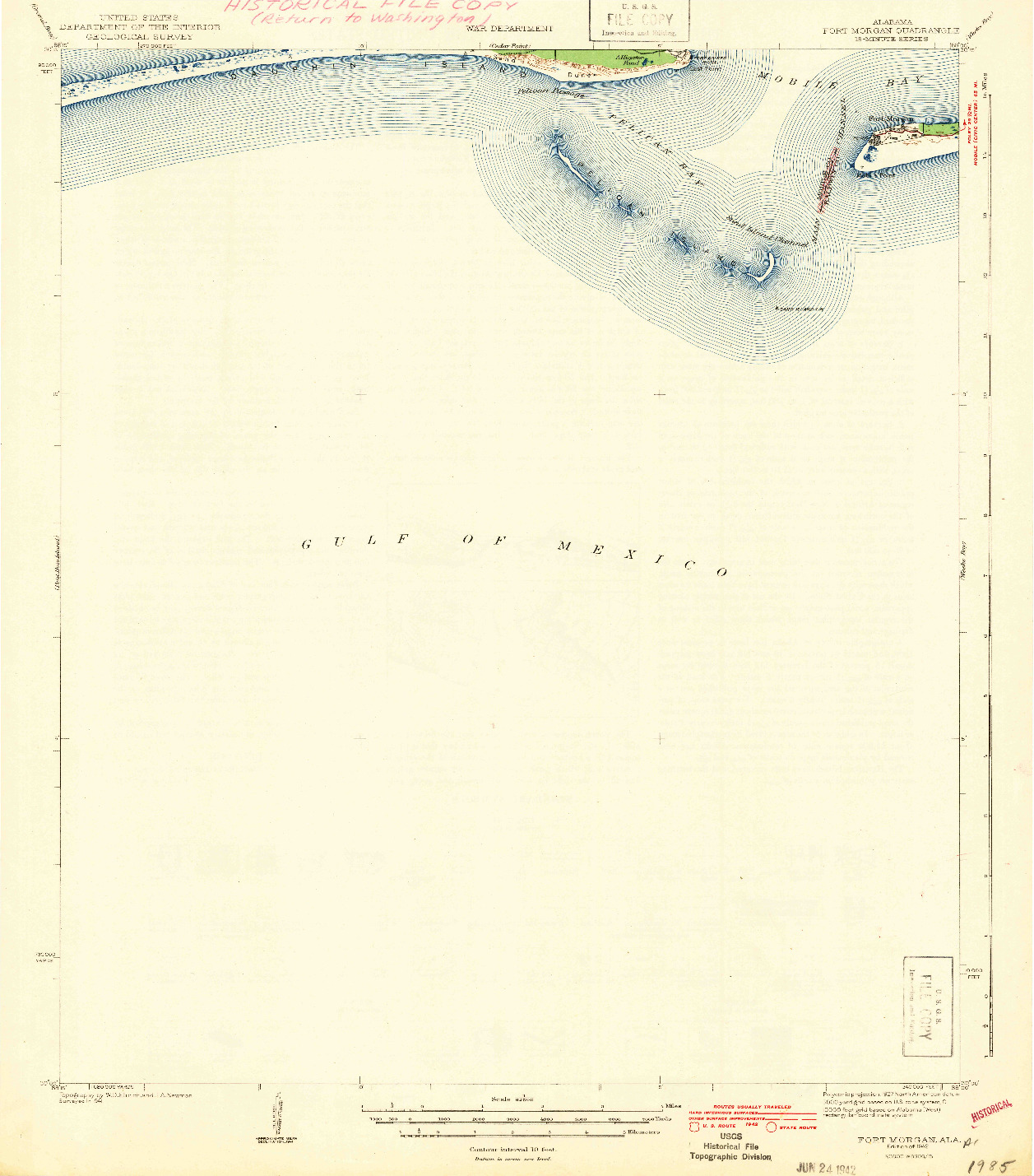 USGS 1:62500-SCALE QUADRANGLE FOR FORT MORGAN, AL 1942