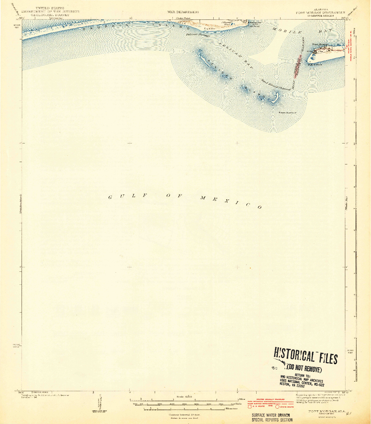 USGS 1:62500-SCALE QUADRANGLE FOR FORT MORGAN, AL 1942