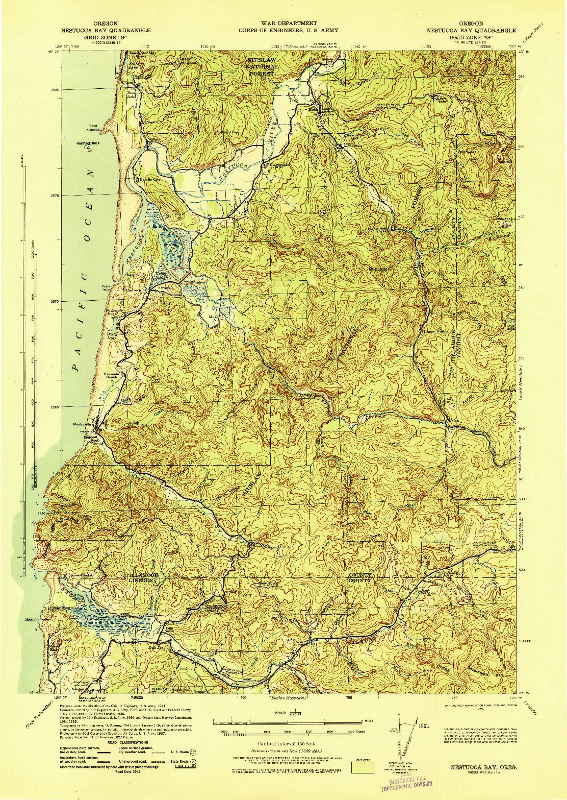 USGS 1:62500-SCALE QUADRANGLE FOR NESTUCCA BAY, OR 1942