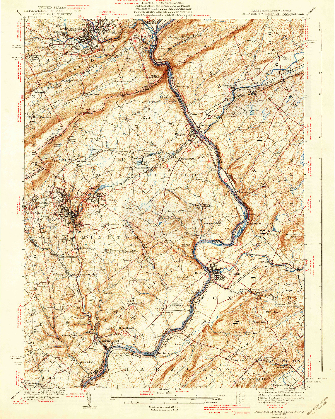 USGS 1:62500-SCALE QUADRANGLE FOR DELAWARE WATER GAP, PA 1942