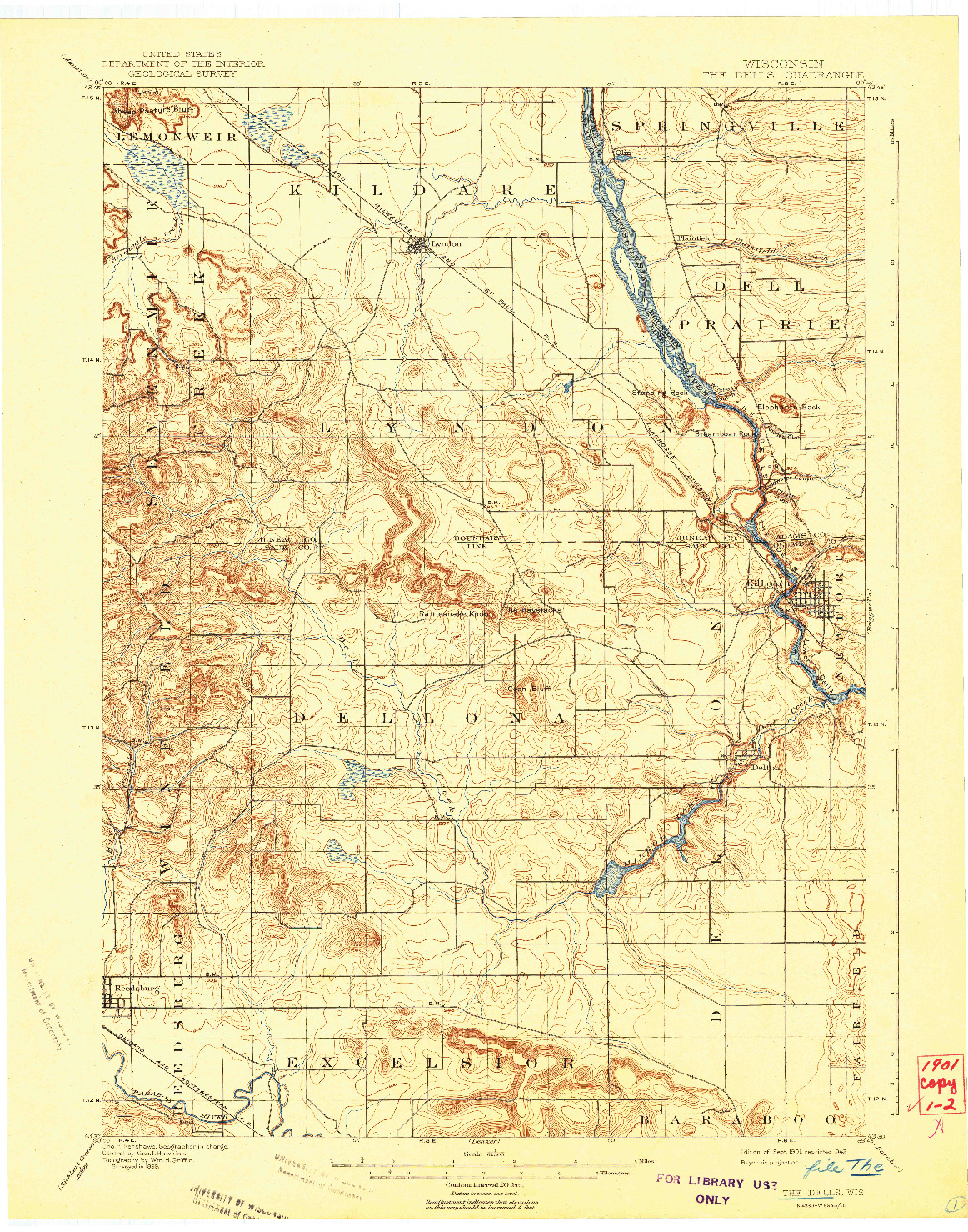 USGS 1:62500-SCALE QUADRANGLE FOR THE DELLS, WI 1901