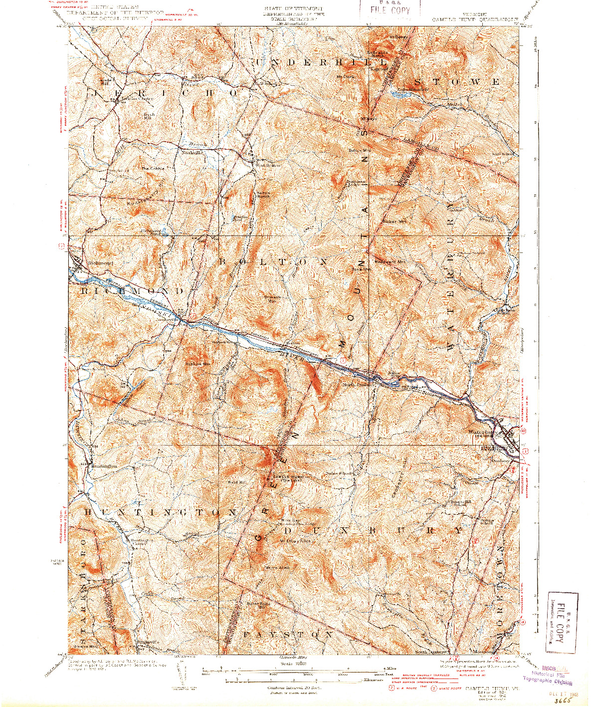 USGS 1:62500-SCALE QUADRANGLE FOR CAMELS HUMP, VT 1924