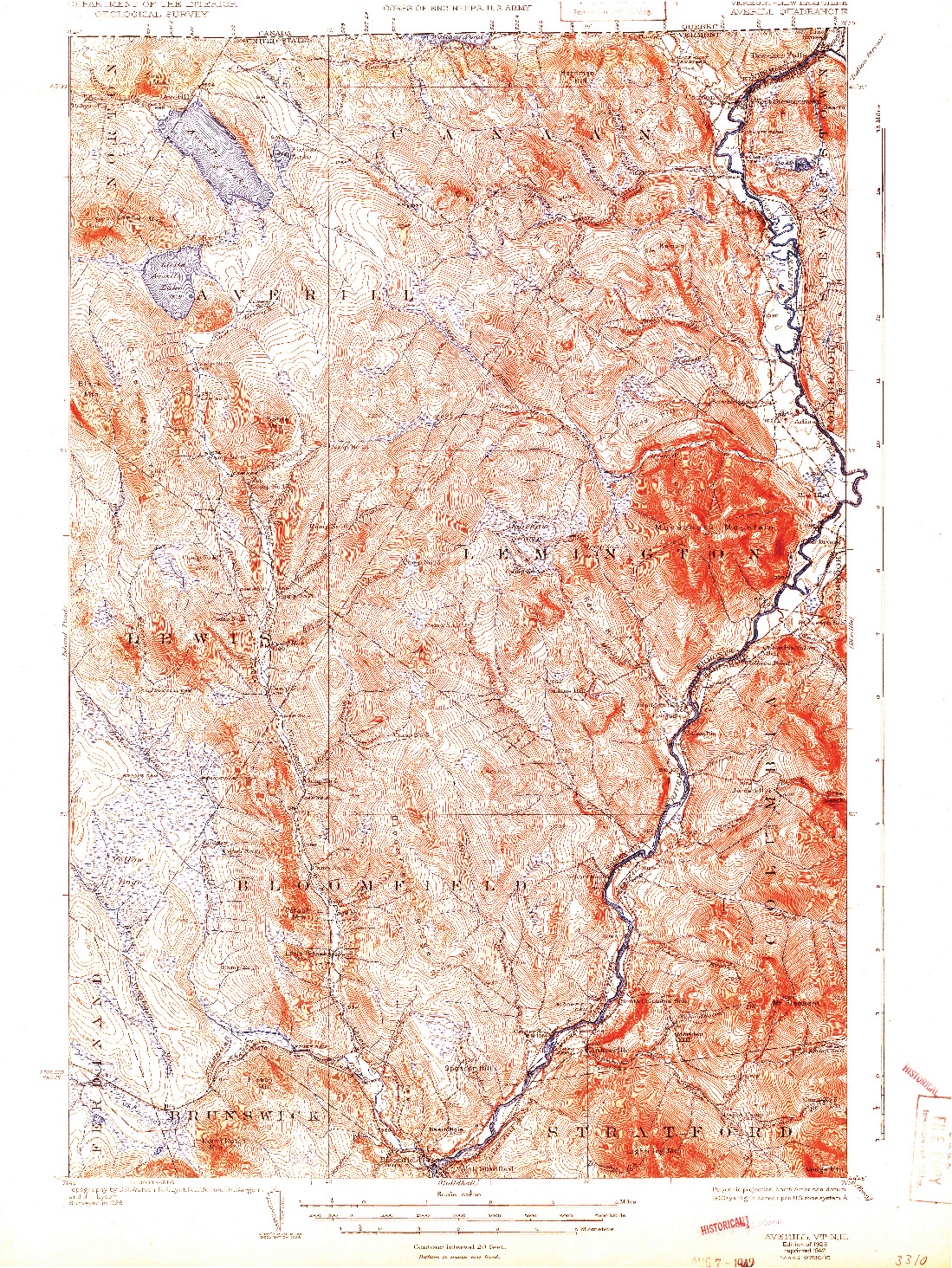 USGS 1:62500-SCALE QUADRANGLE FOR AVERILL, VT 1929