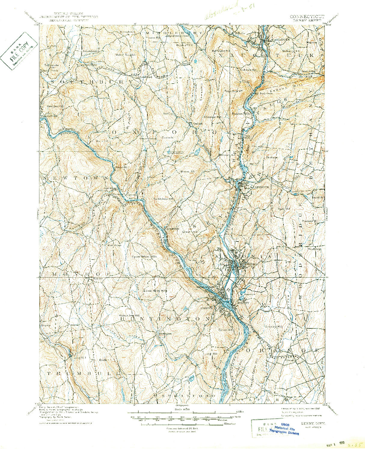 USGS 1:62500-SCALE QUADRANGLE FOR DERBY, CT 1893