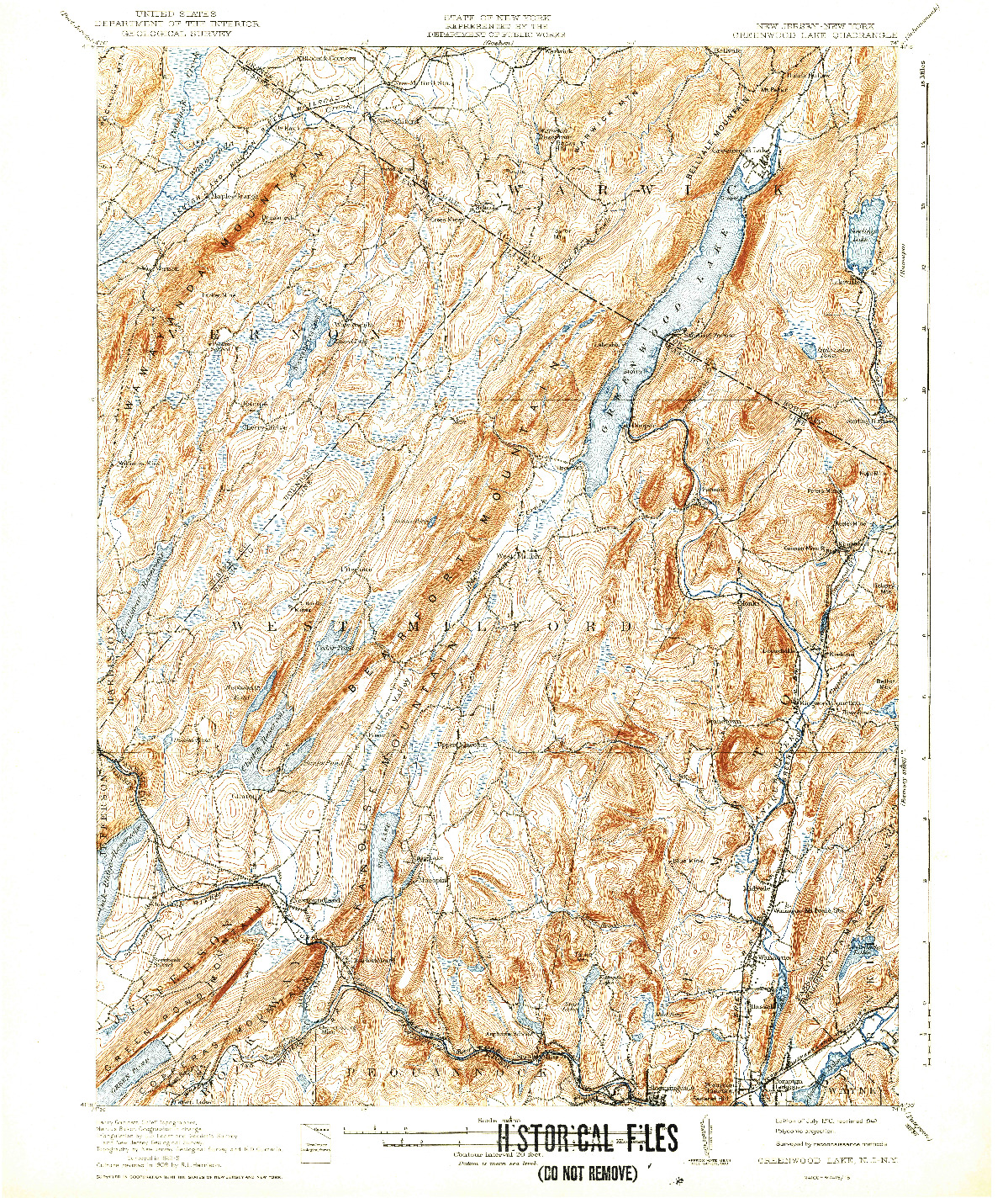 USGS 1:62500-SCALE QUADRANGLE FOR GREENWOOD LAKE, NJ 1910