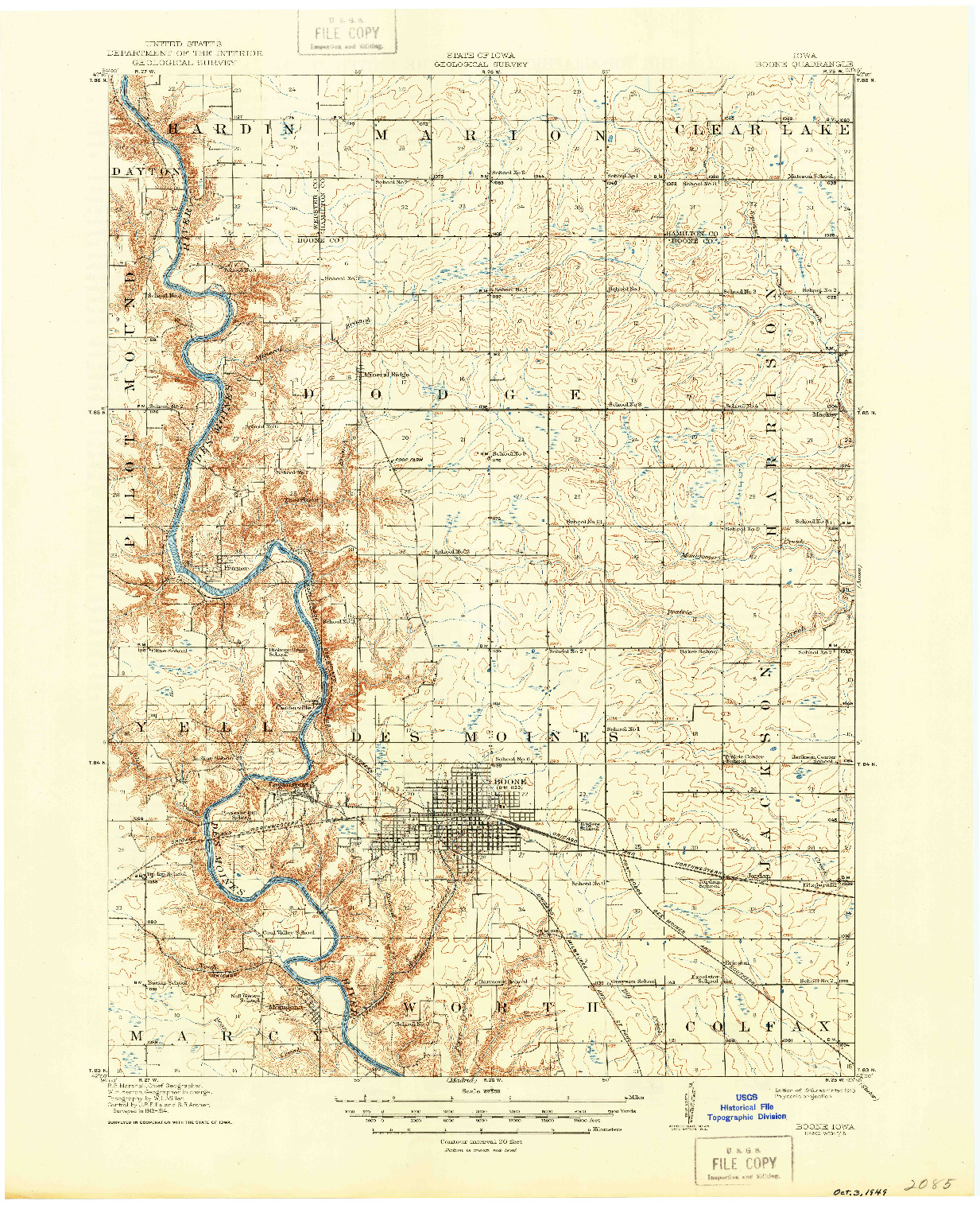USGS 1:62500-SCALE QUADRANGLE FOR BOONE, IA 1916
