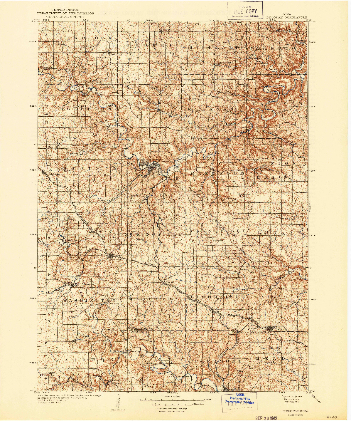 USGS 1:125000-SCALE QUADRANGLE FOR DECORAH, IA 1906