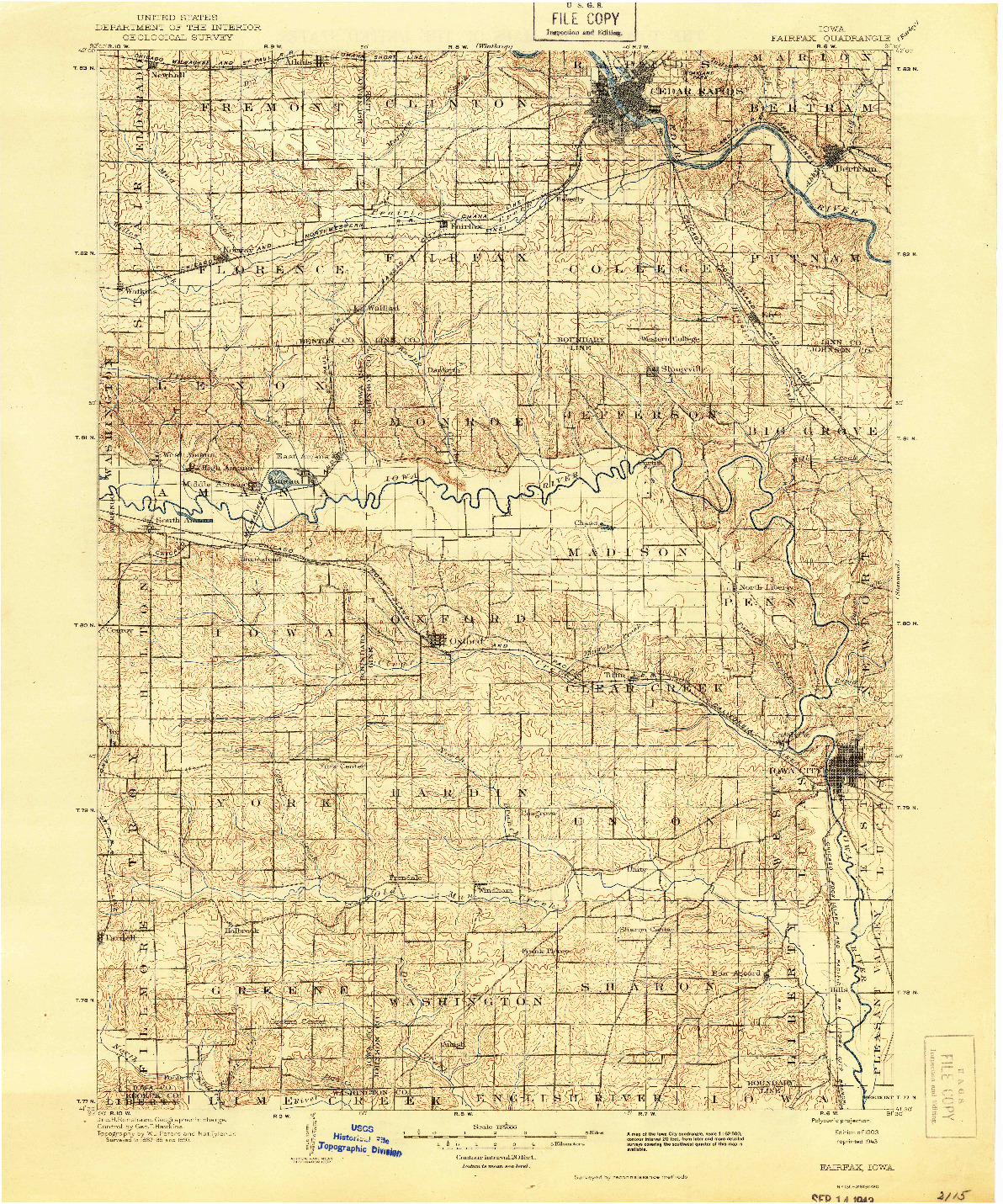 USGS 1:125000-SCALE QUADRANGLE FOR FAIRFAX, IA 1903