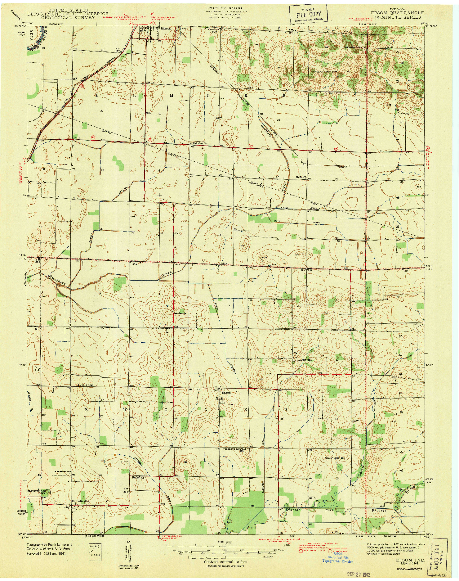 USGS 1:24000-SCALE QUADRANGLE FOR EPSOM, IN 1943