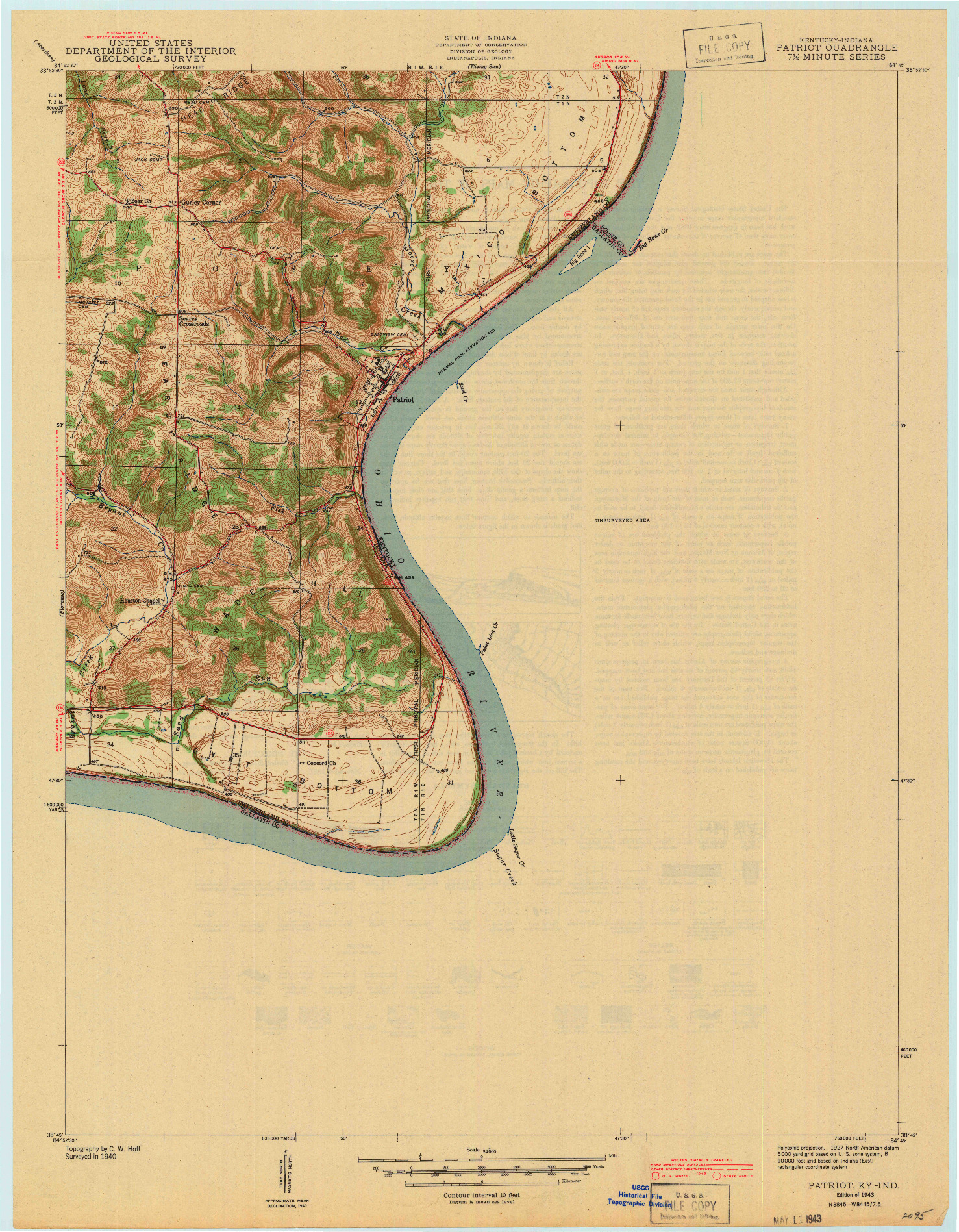 USGS 1:24000-SCALE QUADRANGLE FOR PATRIOT, KY 1943