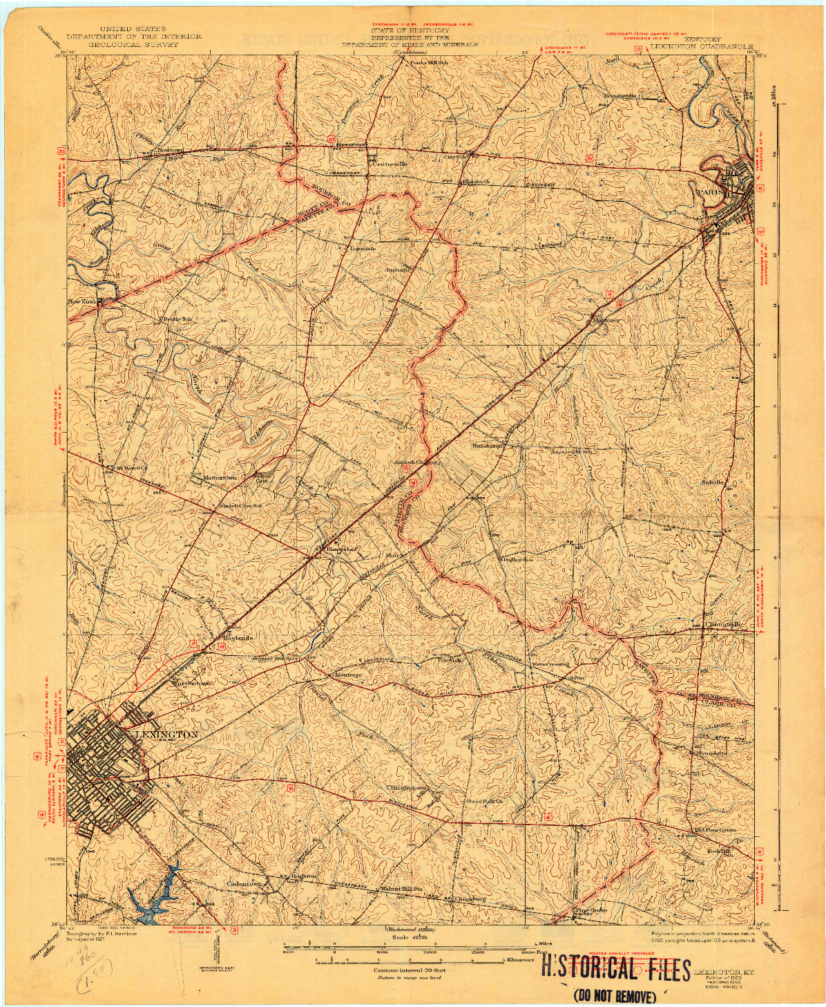 USGS 1:62500-SCALE QUADRANGLE FOR LEXINGTON, KY 1929