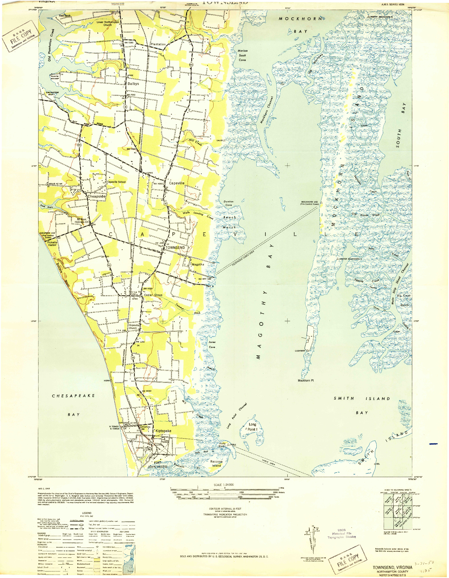 USGS 1:24000-SCALE QUADRANGLE FOR TOWNSEND, VA 1943