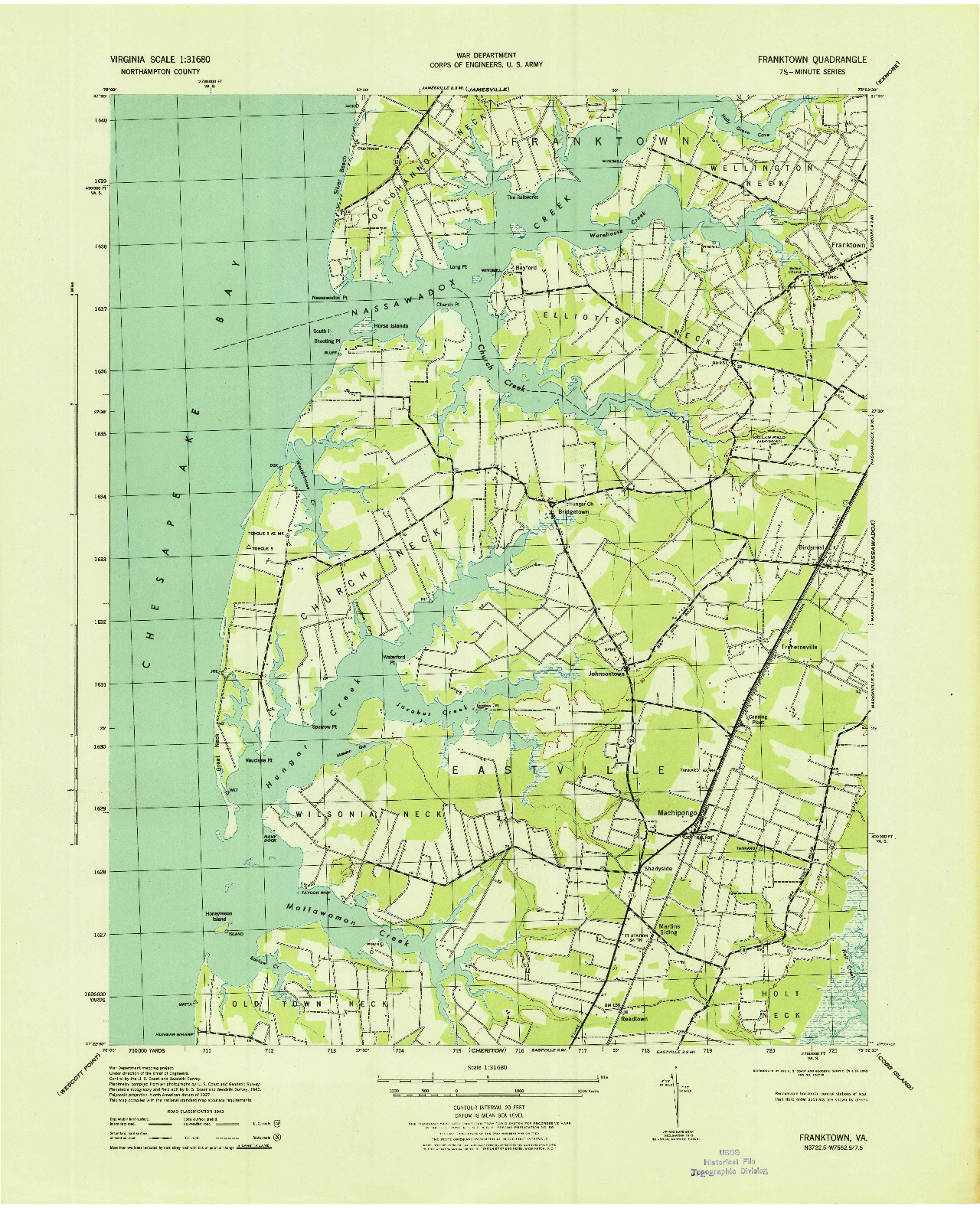 USGS 1:31680-SCALE QUADRANGLE FOR FRANKTOWN, VA 1943