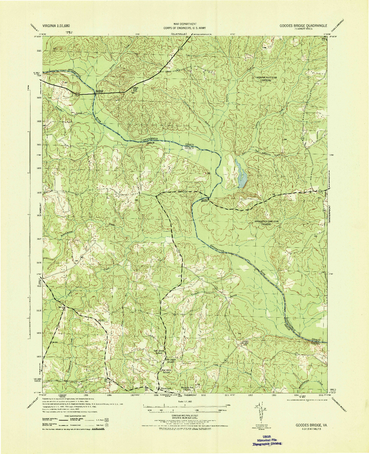 USGS 1:31680-SCALE QUADRANGLE FOR GOODES BRIDGE, VA 1943