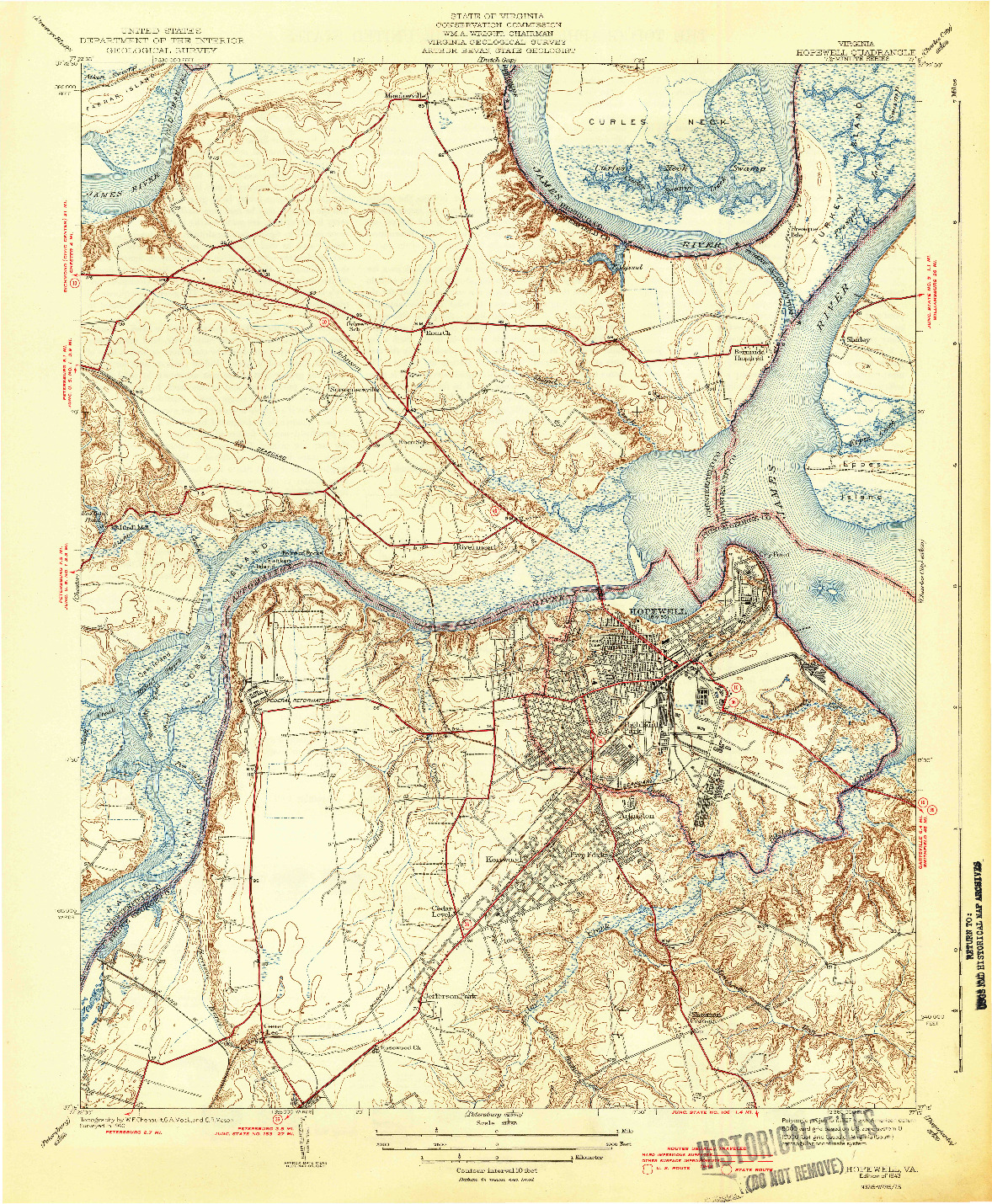 USGS 1:31680-SCALE QUADRANGLE FOR HOPEWELL, VA 1943