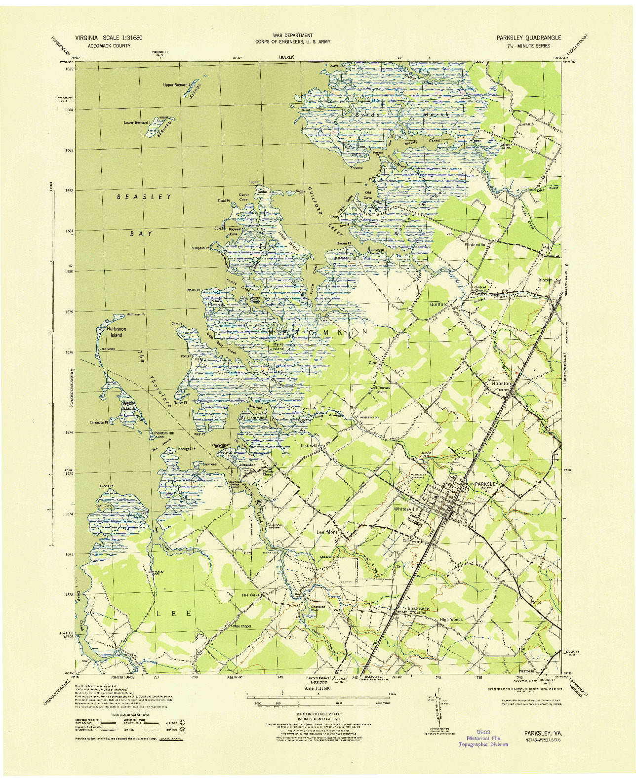 USGS 1:31680-SCALE QUADRANGLE FOR PARKSLEY, VA 1943