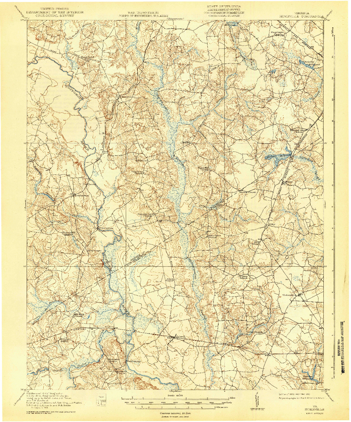 USGS 1:62500-SCALE QUADRANGLE FOR HOMEVILLE, VA 1920