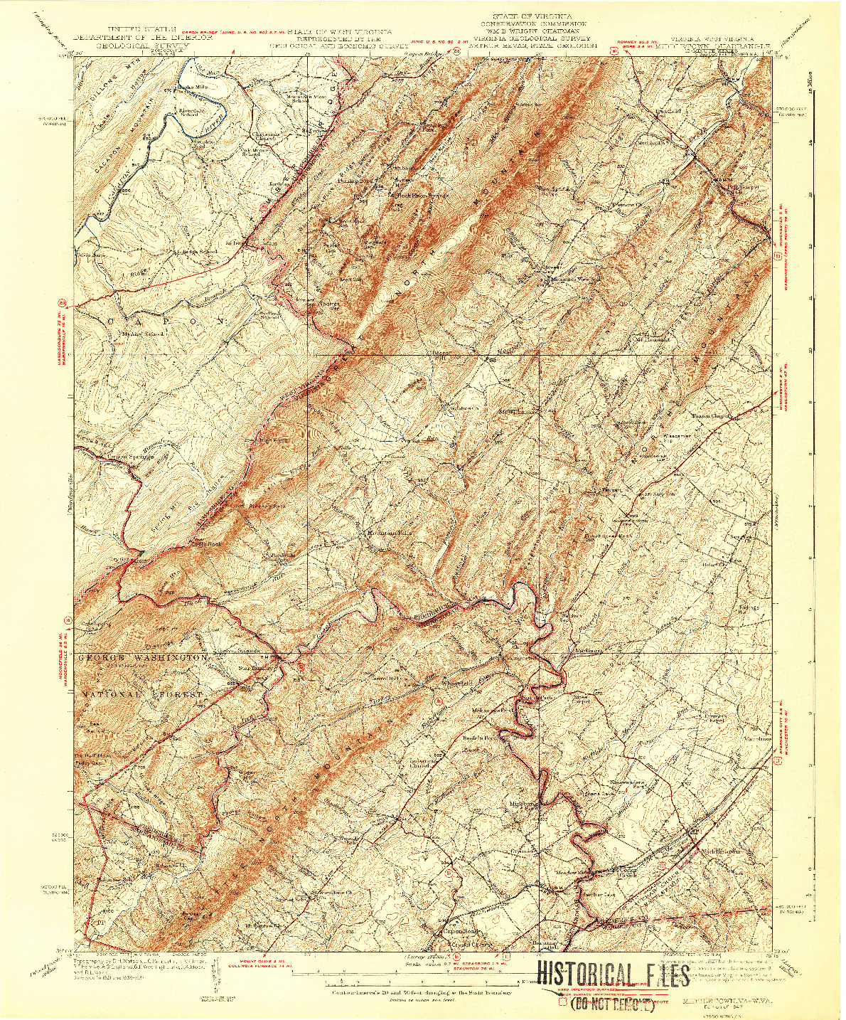 USGS 1:62500-SCALE QUADRANGLE FOR MIDDLETOWN, VA 1943