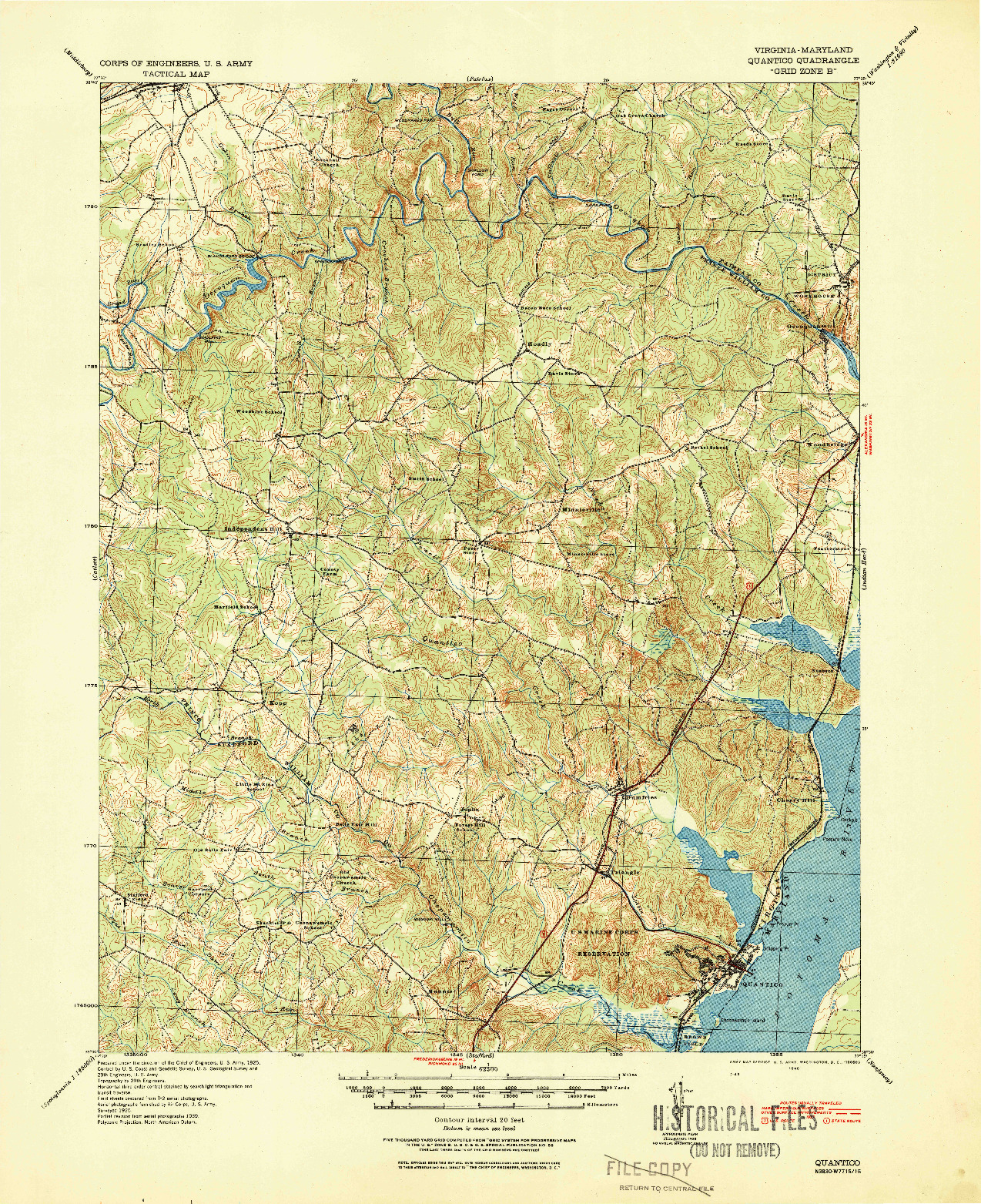 USGS 1:62500-SCALE QUADRANGLE FOR QUANTICO, VA 1940