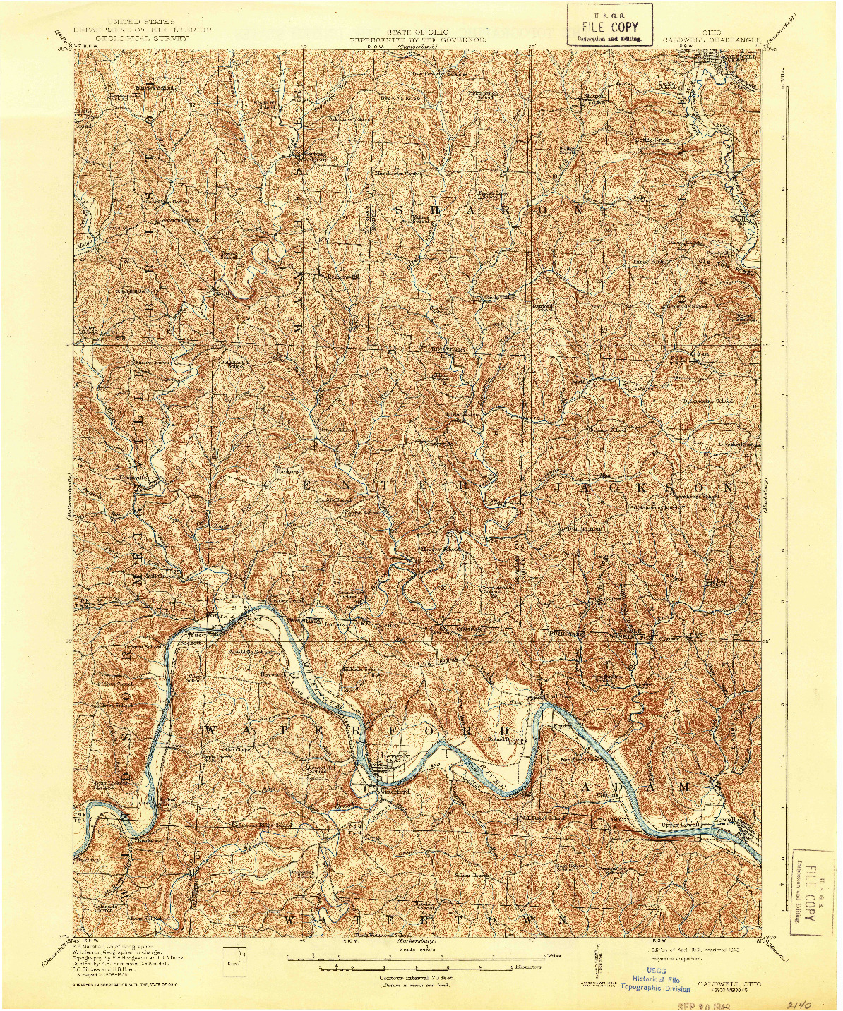 USGS 1:62500-SCALE QUADRANGLE FOR CALDWELL, OH 1912