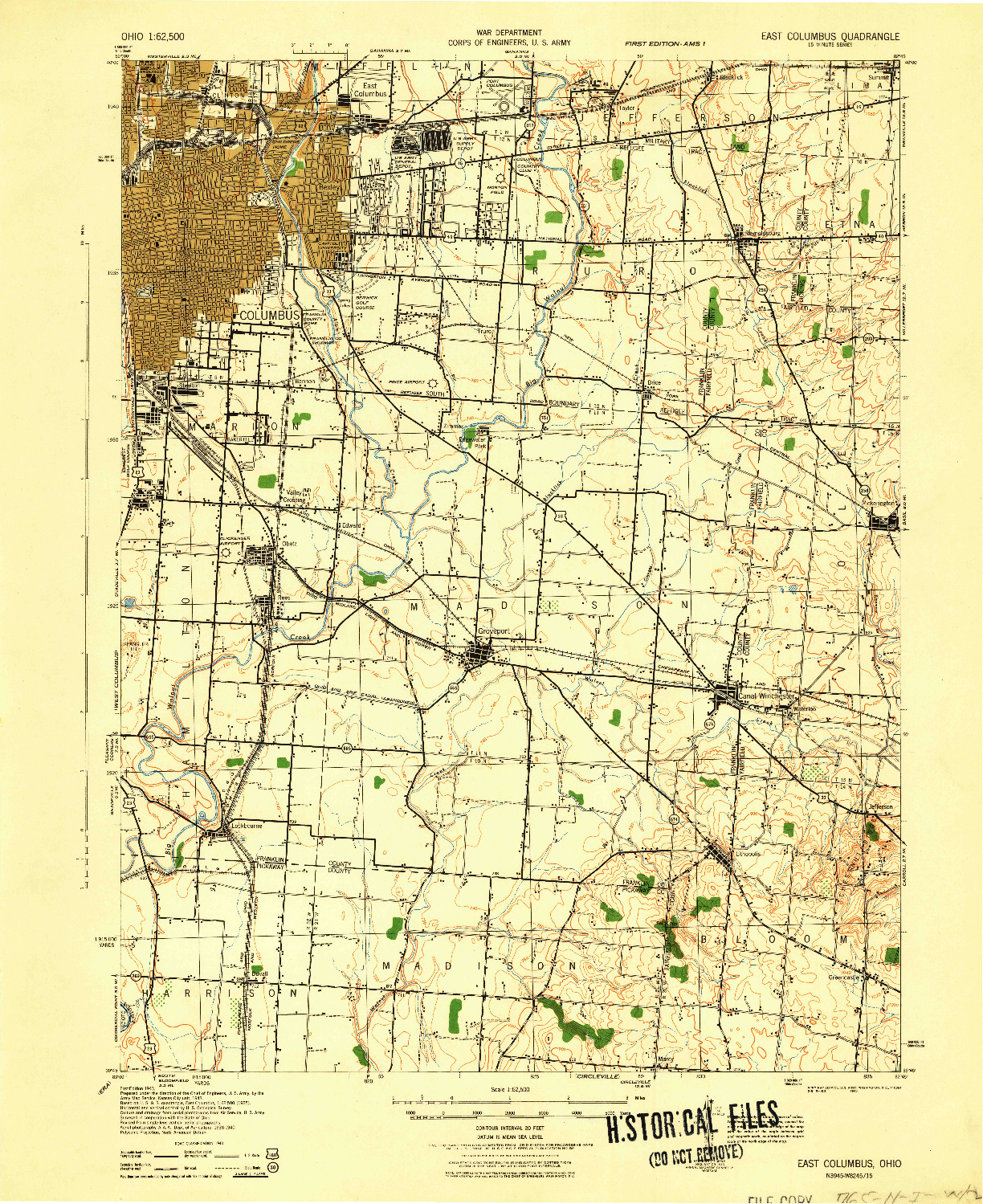 USGS 1:62500-SCALE QUADRANGLE FOR EAST COLUMBUS, OH 1943